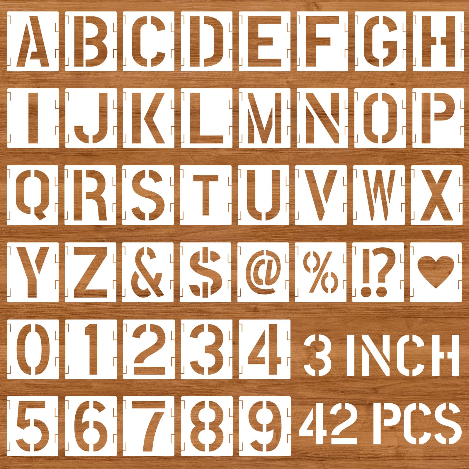 Buchstaben- und Zahlenschablonen, 7,6 cm, wiederverwendbare Alphabet-Vorlagen, ineinandergreifendes Schablonen-Set zum Malen auf Holz, Wand, Stein, Glas, Kreidetafel, Beschilderung, DIY-Kunstprojekten