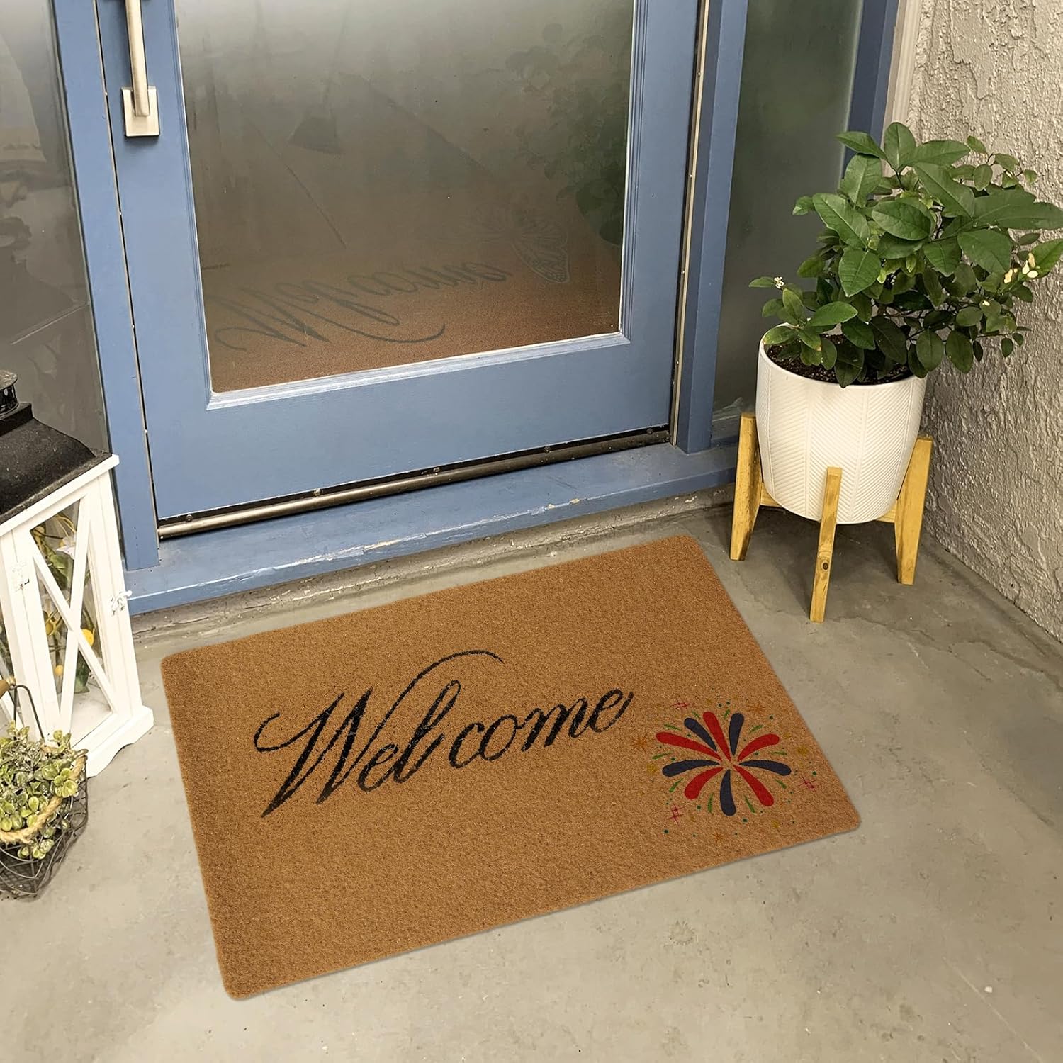 DIY Coconut Brown Front Doormats with Acrylic Paint Paintbrush Palette, 17" x 30", Blank Door Mats for Crafting Entry Personalized Blank Doormat Entry Rug with Non-Slip Backing for DIY Gifts (2 pack)