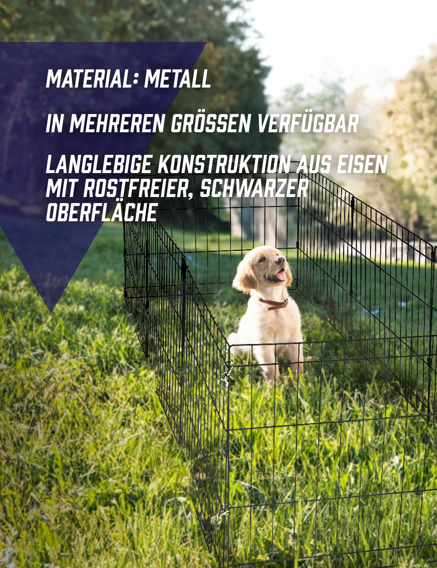 United - Recinto de metal plegable en varios tamaños, adecuado para perros, conejos, hámsters, moldeable individualmente, fácil montaje sin herramientas (76 x 61 cm)