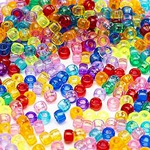 1000pcs Acrylic Candy Color Pony Beads 6x9mm Bulk Art Craft Bracelet Necklace Jewelry Making Earrings for Hair Braiding (Red)