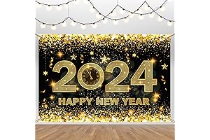 Happy New Year Banner 2024: Glamorous 2024 New Year Backdrop