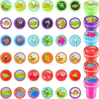 36 Pcs Dinosaur Stamps Assorted Self Inking Stamps Cute Dinosaur Party Favors Round Stamps for Classroom Dinosaur Stampers for Dinosaur Birthday Party Supplies Classroom Rewards Stocking Stuffers