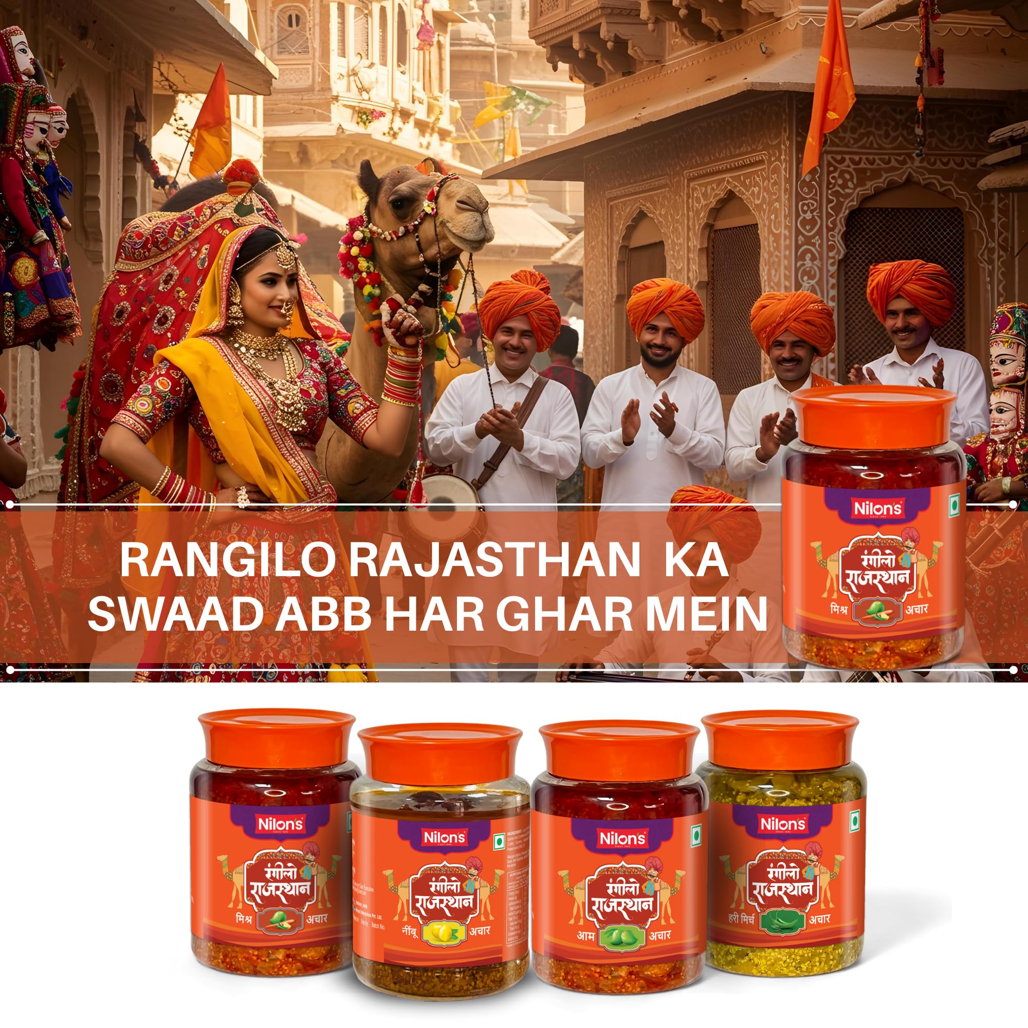 Nilon's Rangilo Rajasthan Mixed Pickle (475g) Homemade Aachar | Spicy & Tangy Pickle in Authentic Royal Rajasthan Style with Raw Mango, Lemon, Mustard Oil & Spices with No Added Artificial Colour 3