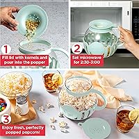 Vista 11 de Ecolution - Palomitero MicroPop patentado para microondas con vidrio seguro para temperatura, tapa 3 en 1 mide granos y derrite mantequilla, hecho