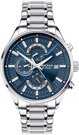 Sekonda Speed Mens Analogue Watch 44mm Silver Stainless Steel Bracelet