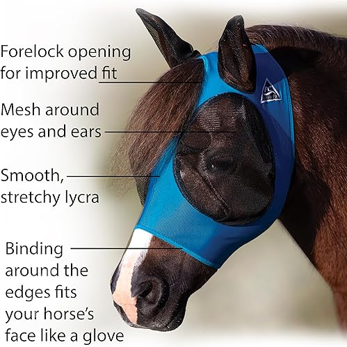 Miniatura 6 de Professional's Choice Máscara de mosca de poni de ajuste cómodo, patrón Taos, máxima protección y comodidad para tu caballo