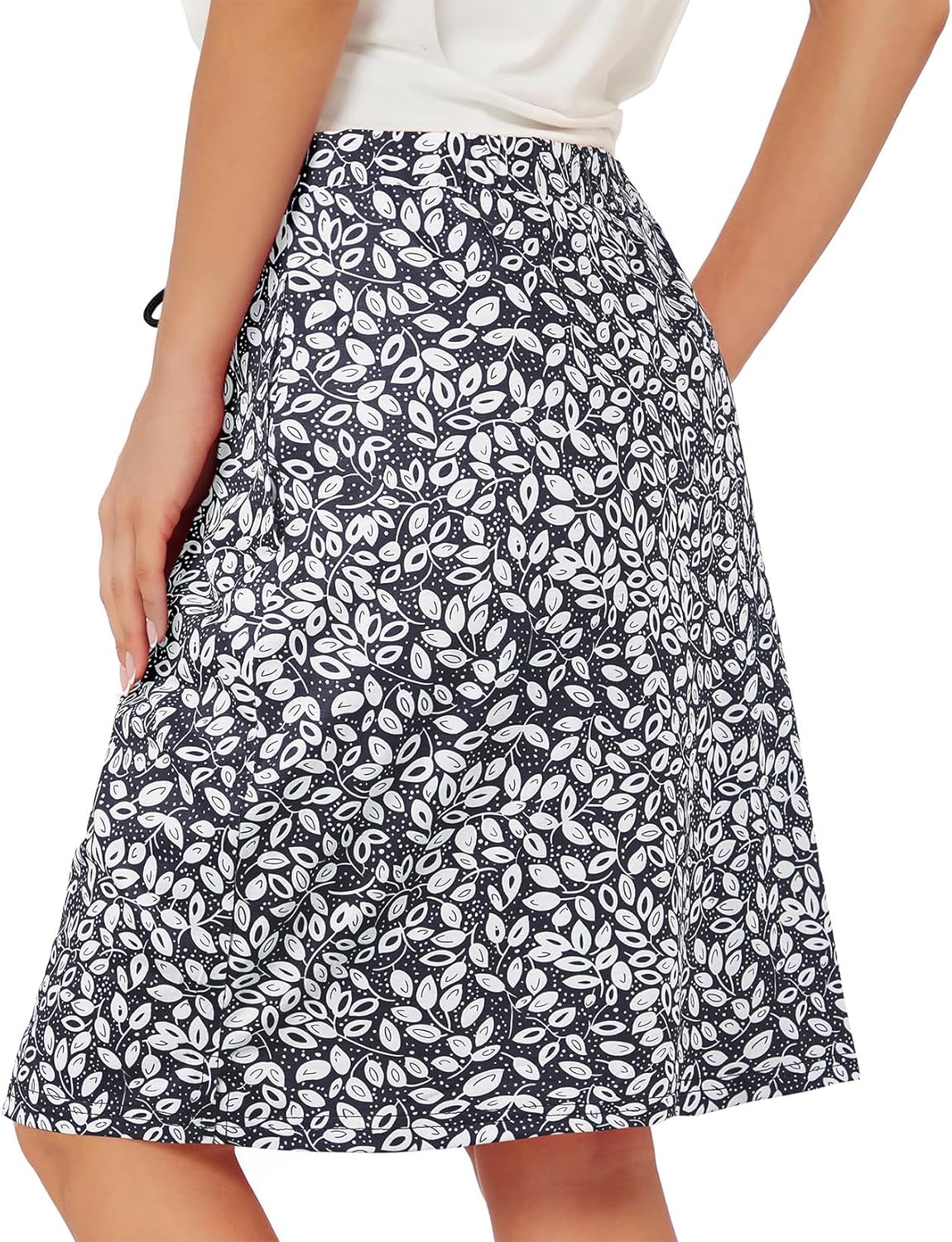 Century Star Tennis Skirts for Women with Pockets Golf Knee Length Skorts Athletic Sports Drawstring Waist Skirts with Shorts