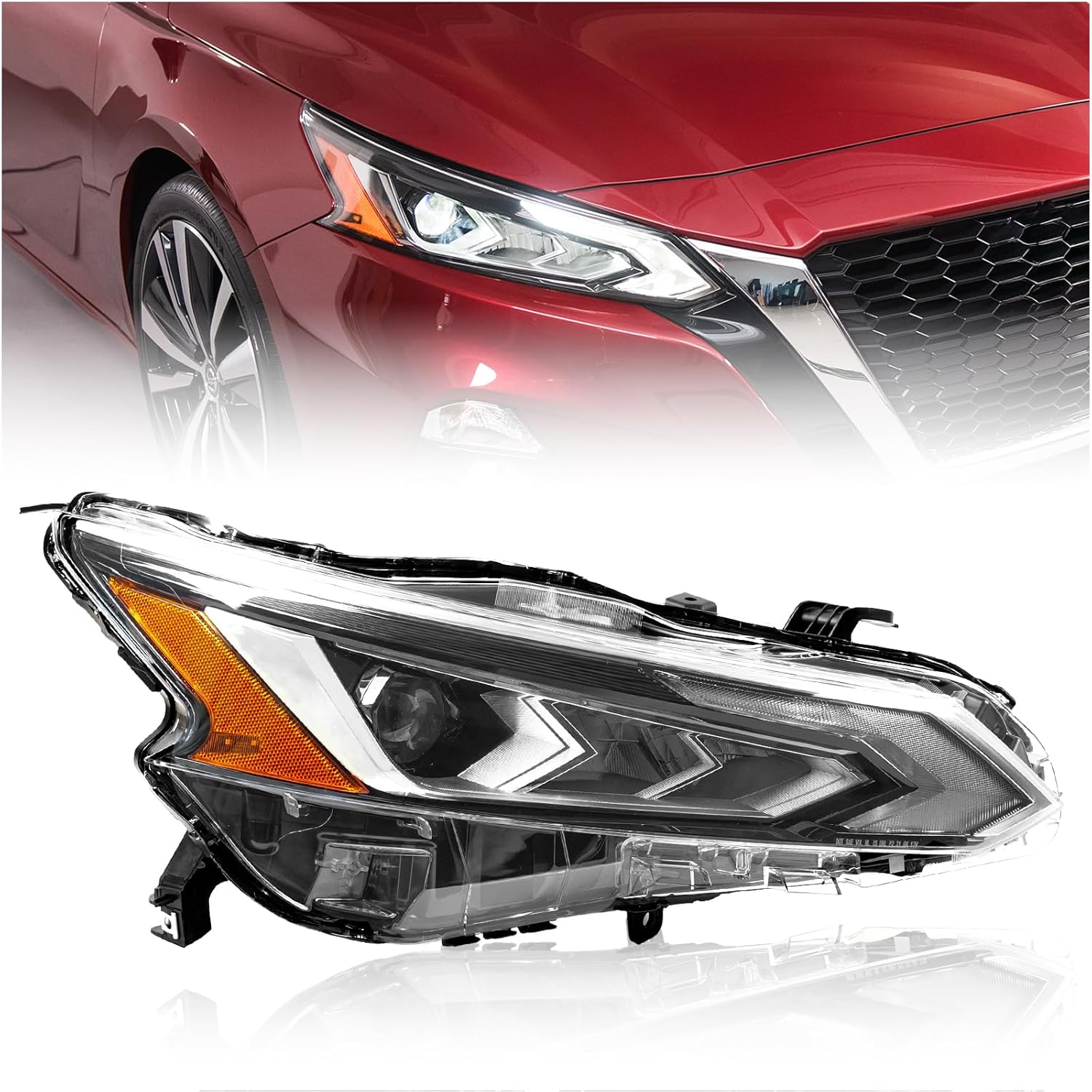 LED Headlight Assembly For Nissan Altima 2019 2020 2021 2022 Projector Headlamp w/LED DRL Factory Style Replacement