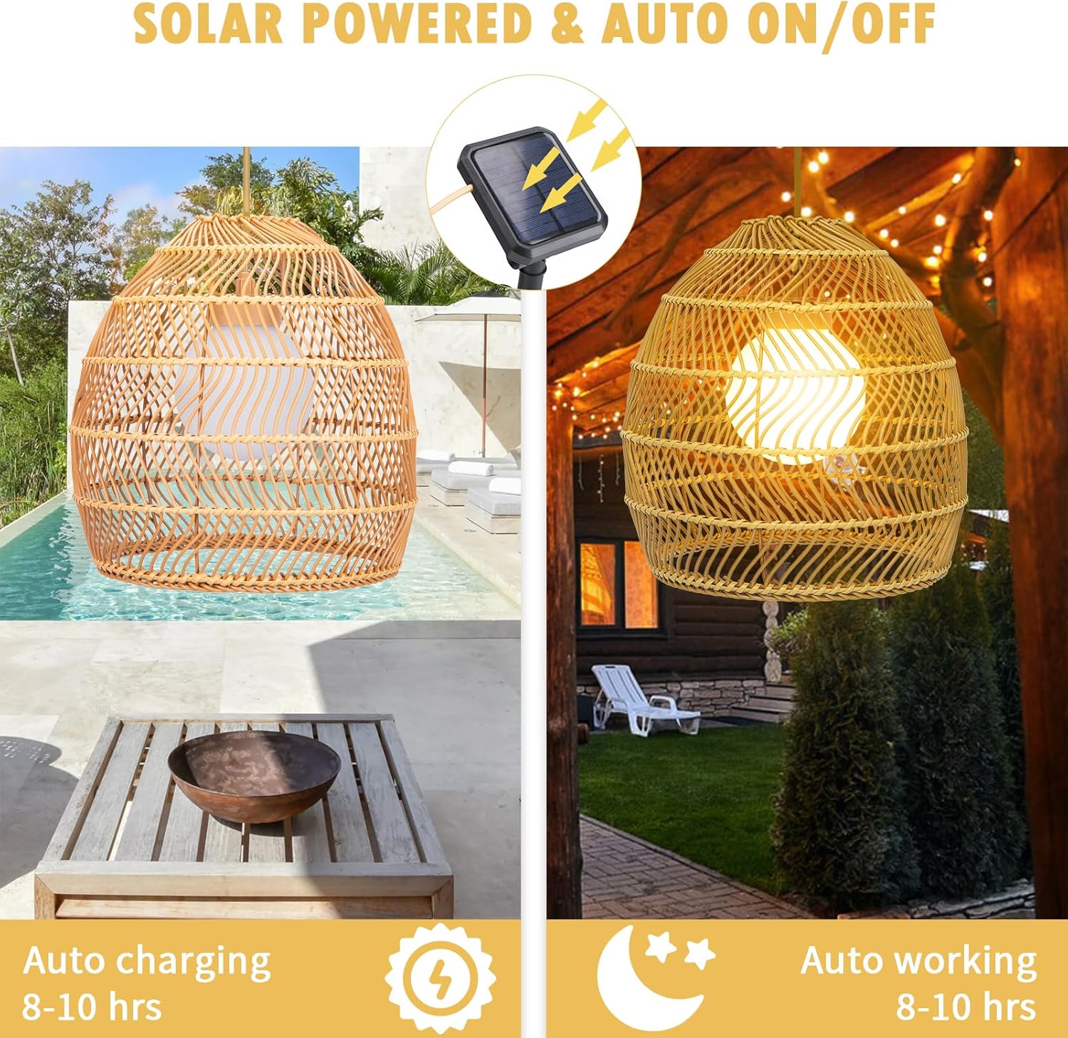 Solar Pendant Light Outdoor Hanging Lantern Solar Outdoor Chandelier with Remote Dimmable for Porch Patio Gazebo Garden Yard Decoration