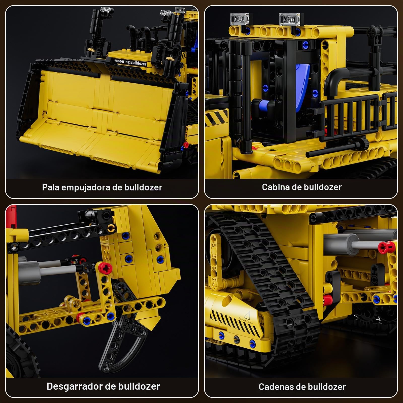 Mould King 15071 Bloques De Construcción De Bulldozer De Control Remoto De Ingeniería Cat d11 Camión Grúa De Juguete De Construcción con Motores para Niños y Adultos (1508 Piezas)