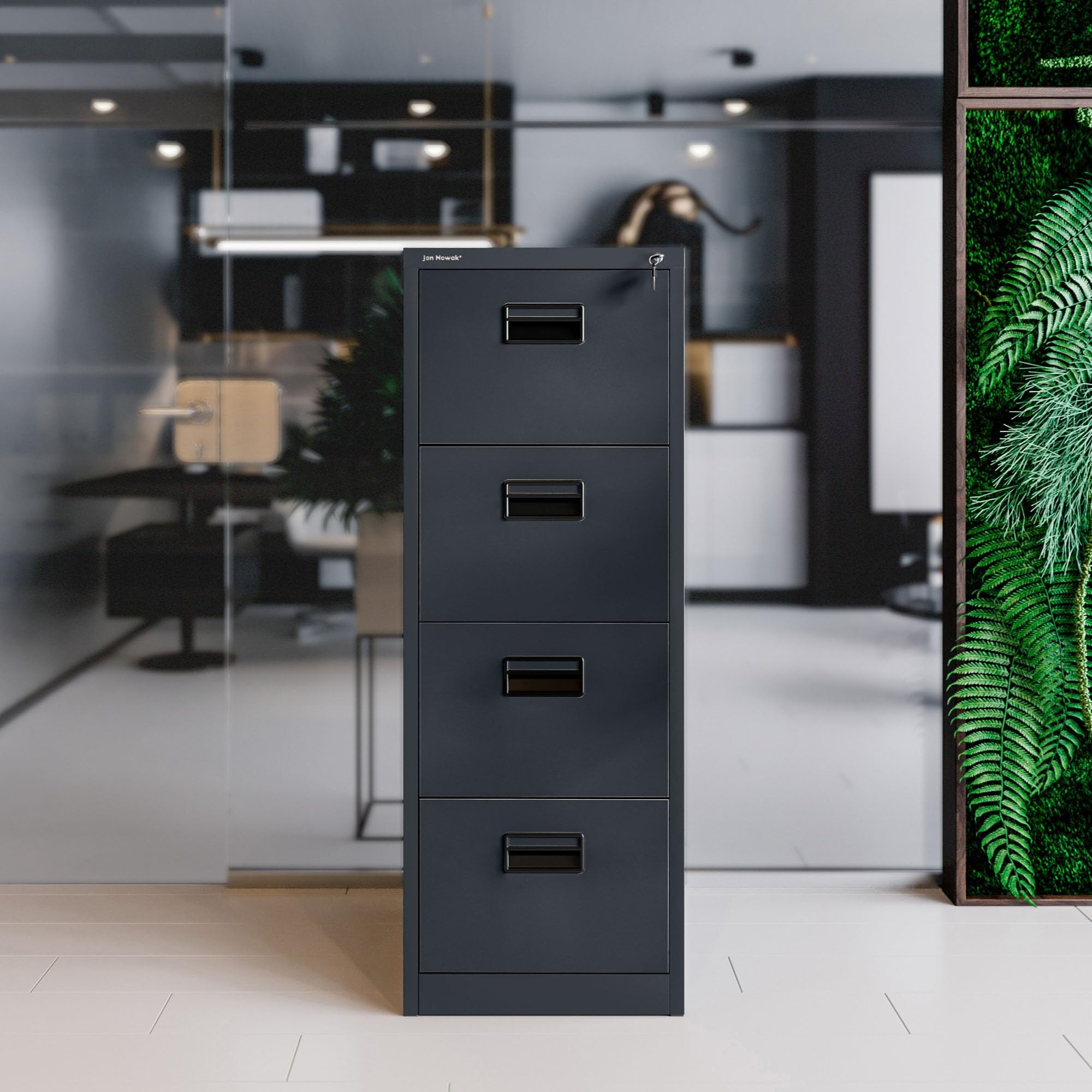 Jan Nowak Armoire pour Dossiers Suspendus Métallique avec 5 Tiroirs Revêtement en Poudre Tôle d'acier Anthracite