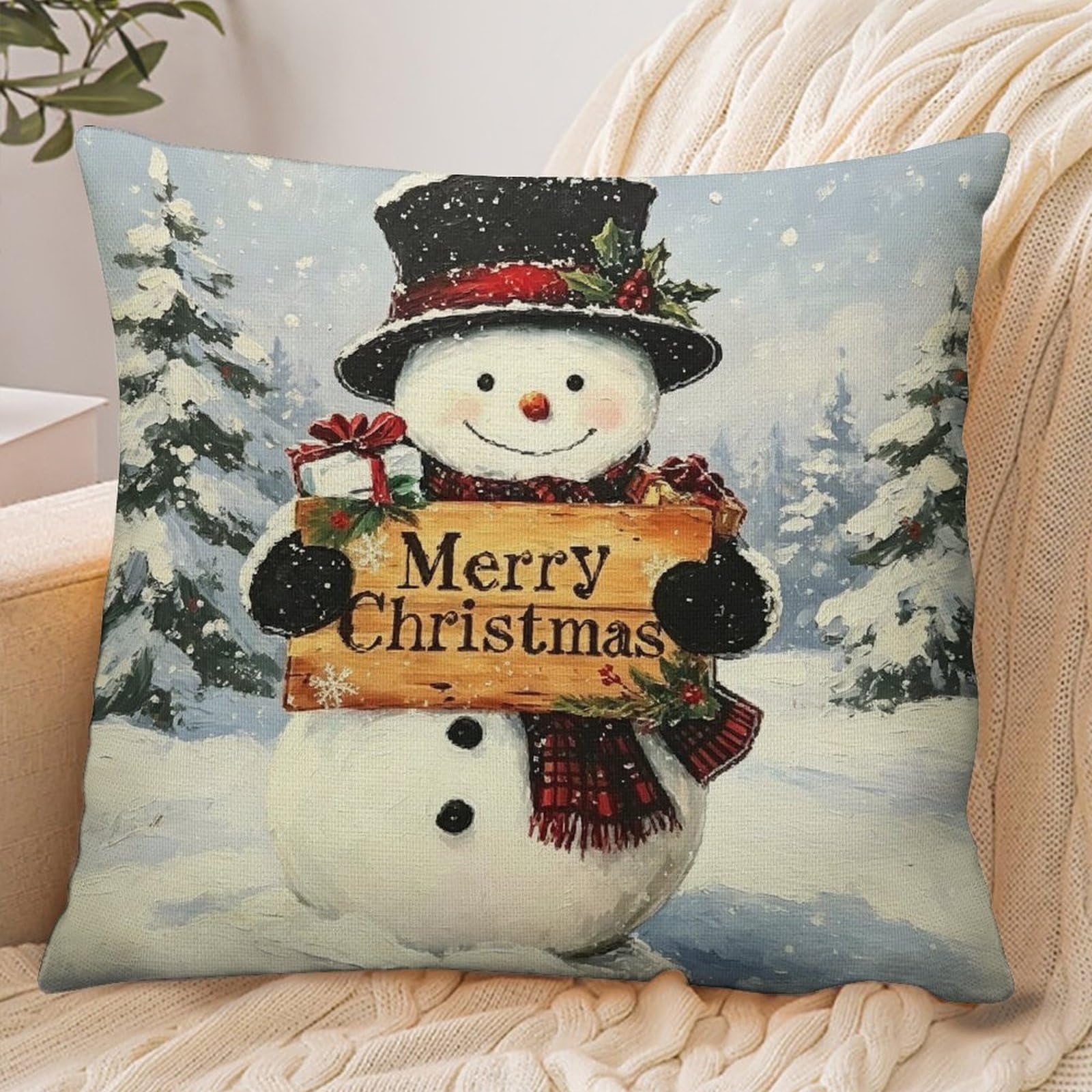 Fekiloot Style Xmas Snowman Pillowcase Pillow Sham Pillow Case