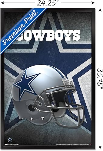 Miniatura 41 de Trends International NFL Dallas Cowboys - Póster de pared con casco 16, 22.375 x 34 pulgadas, versión enmarcada plateada Versión con marco plateado