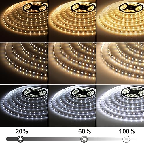 Miniatura 2 de Tira de luces LED de 40 pies, tira de luz LED blanca sintonizable de 2700 K-6500 K con control remoto y enchufe, 12 V 1440 LED regulable para