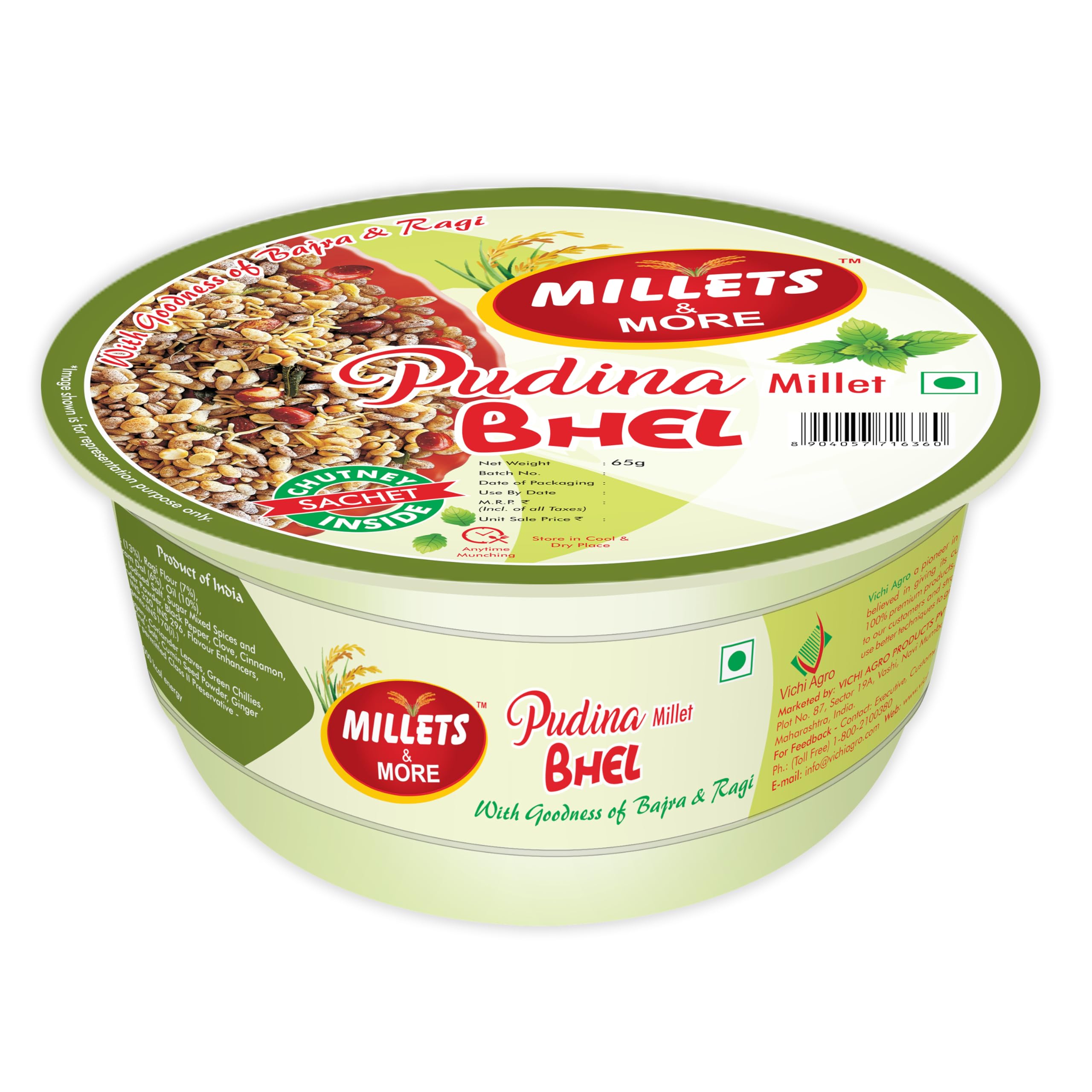 MILLETS & MORE PUDINA MILLET BHEL 65 GM TUB-image-10