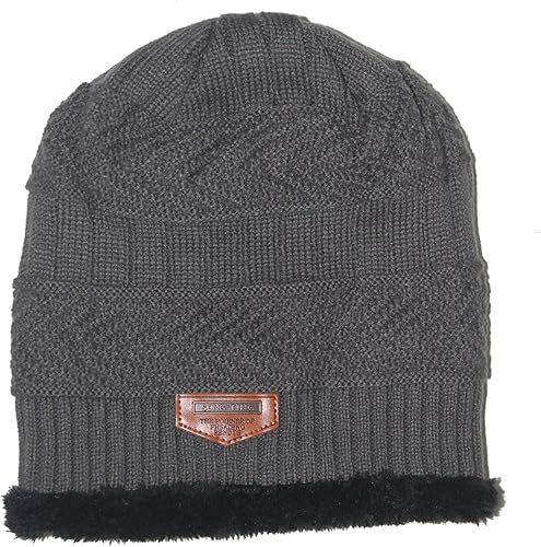 Miniatura 2 de Ensnovo Gorros de invierno para hombre, gorro de lana gruesa con forro suave