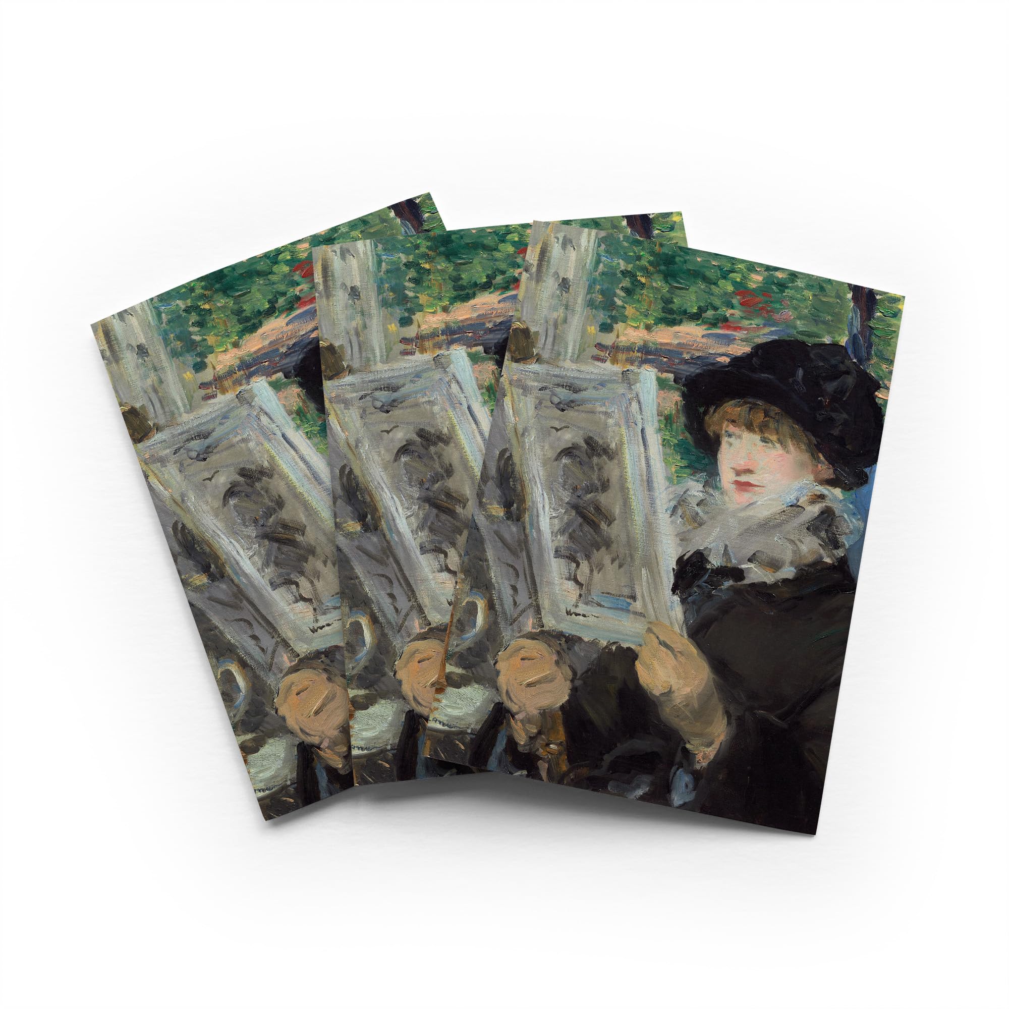 Manet Woman Reading Greeting Card Impressionist Portrait Any Occasion Set of 3 Blank Inside 5x7 Inch 13x18 cm