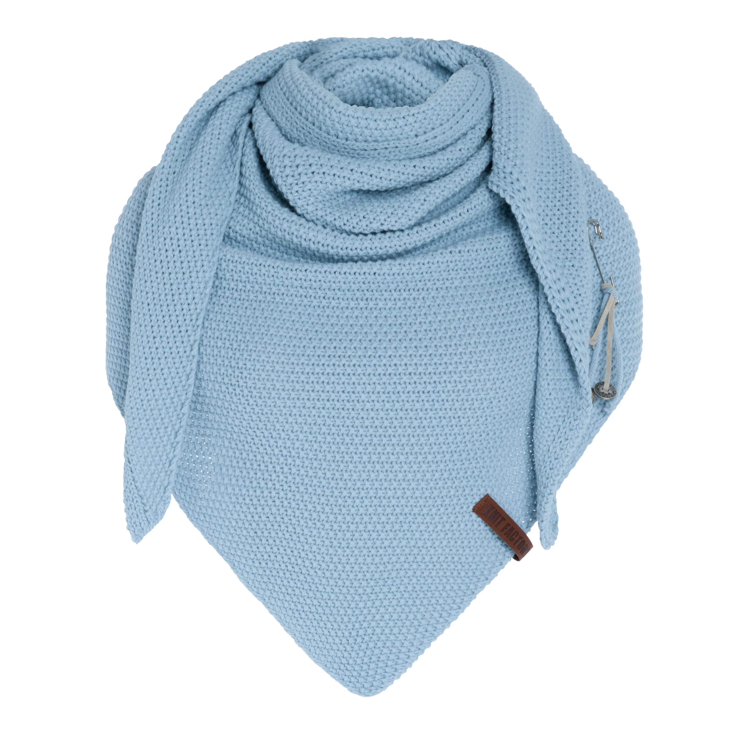 Knit Factory Women's Celeste - Coco Knitted Shawl - Premium Triangle Scarf - Chunky Winter Scarf - Scarf - Winter Shawl - Manufactured In Europe - Xmas Gift For - 190X85 Cm
