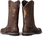 J's.o.l.e Leather Cowboy Boots Men - Men's Work Boots,Botte Cowboy Homme,Western Boot,Casual,Riding,Dress Shoes,Square Toe,Slip On,Wide Calf,Tall,Brown