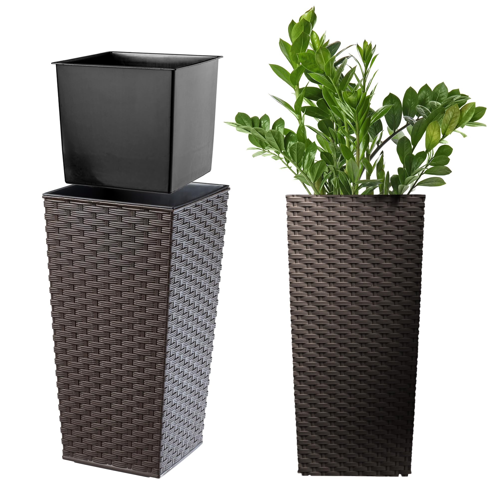 KADAX Macetero Alto de Diseño Moderno para Plantas de Interior y Exterior, Maceta Grande de Plástico, Jardinera Alta (Crema, Texturizado, 68 cm) — view 18