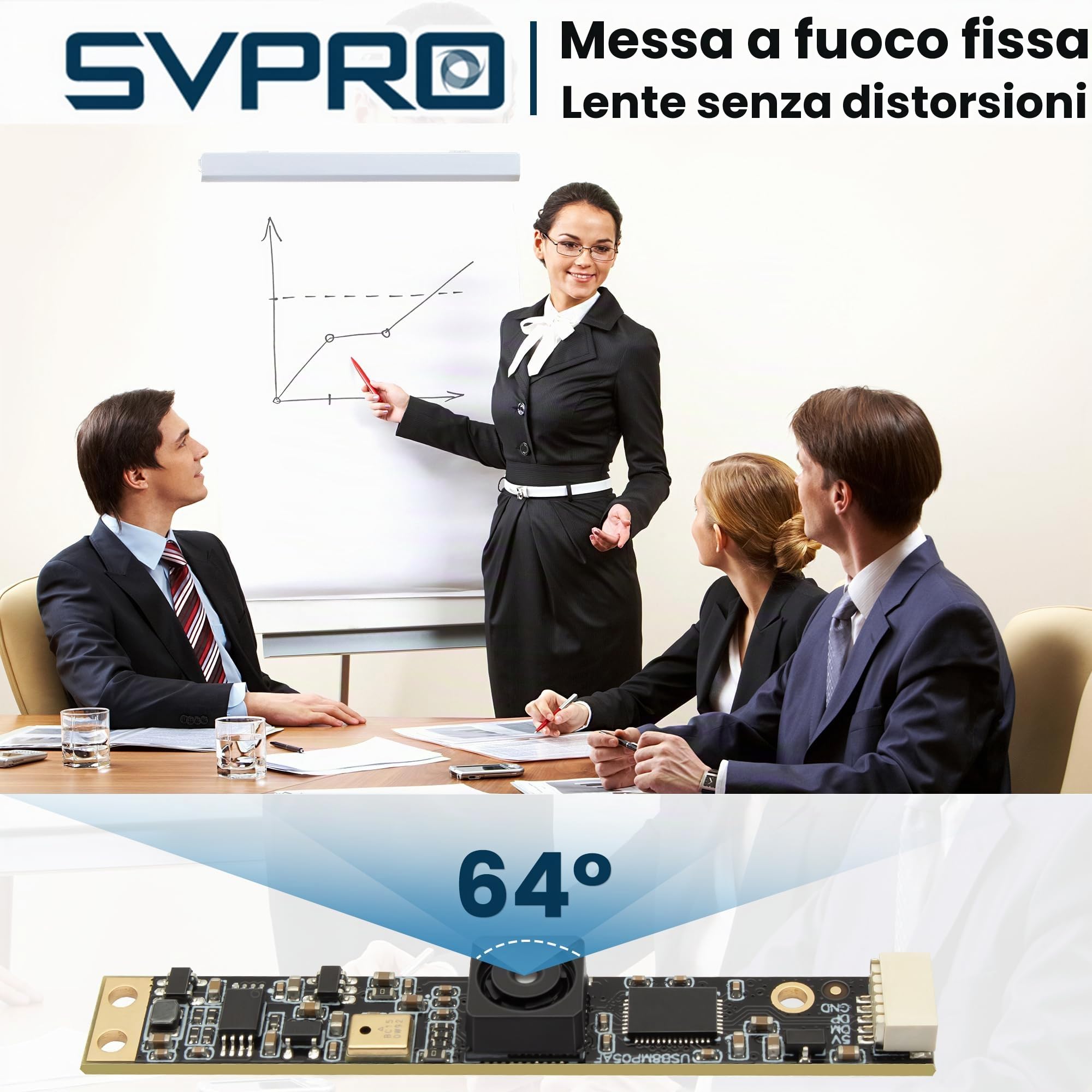 Svpro Telecamera USB da 8 MP con microfono per computer, UVC Lightburn, fotocamera fissa, modulo micro video integrato per Windows, Linux, Android, Mac OS