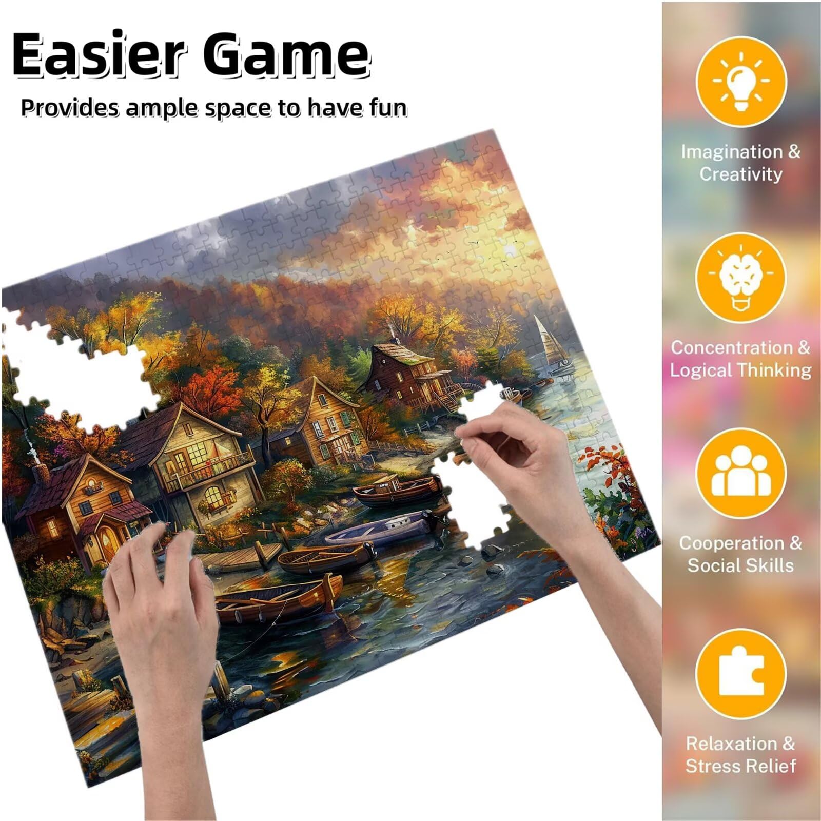 Puzzle układanki, 5000 sztuk klasycznych układanek, statek Puzzle Inteligencja relaksacji, trudne puzzle trudne trudne dla dorosłych puzzle gra rodzinna, prezent miłość przyjaciel domki 1 K0F-479