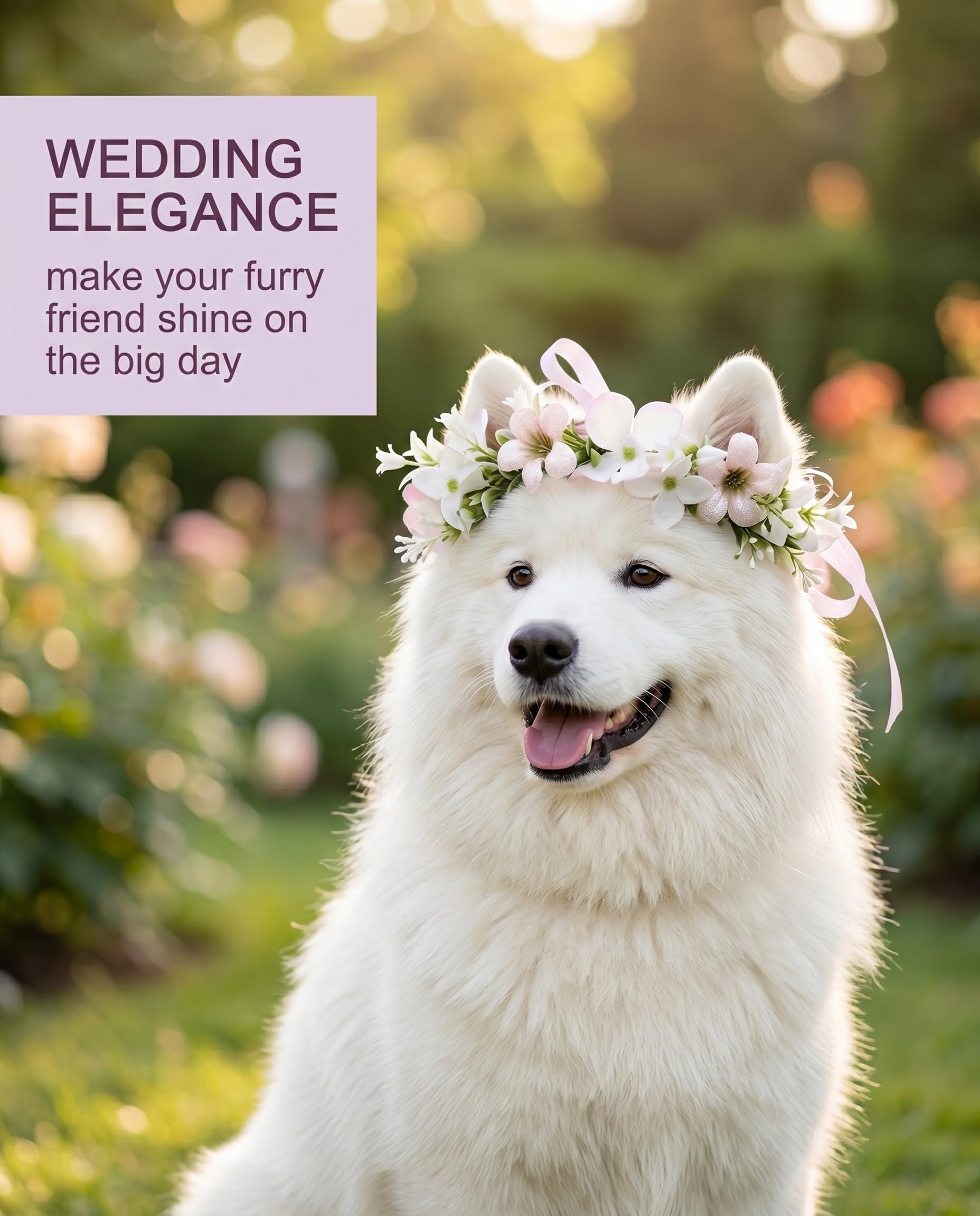 Ghirlanda di Fiori per Cane, Collare Floreale Regolabile per Matrimoni e Fotoshooting