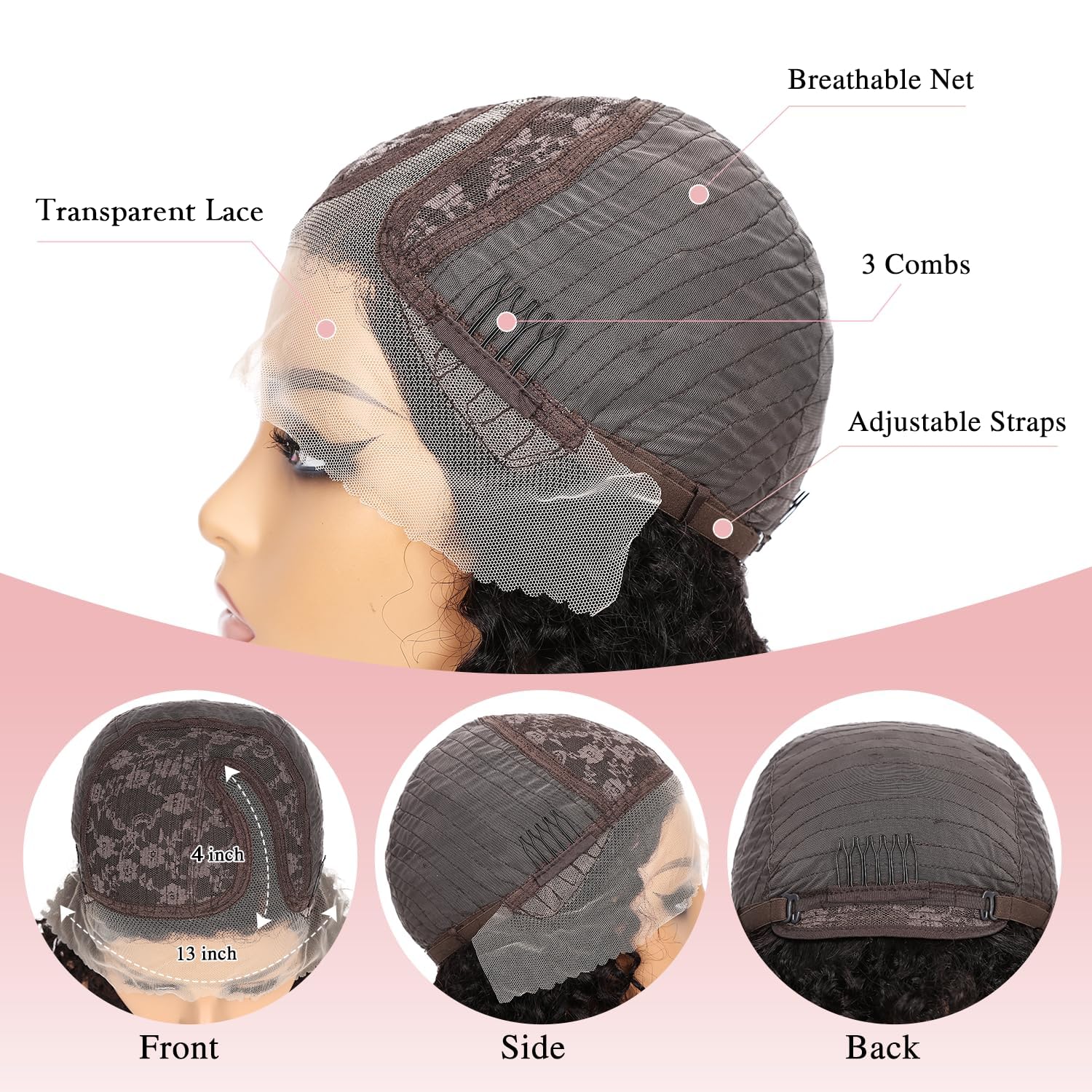 Short Curly Human Hair Wigs, Pixie Cut Wig Human Hair 13x4x1 Lace Front Wig 8 Inch Curly Bob Wig Human Hair For Black Women