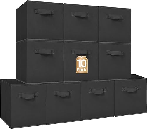 Miniatura 10 de STORAGE MANIAC Cubos de almacenamiento, contenedores de almacenamiento plegables de 11 pulgadas con asas, paquete de 6 cubos plegables de tela para
