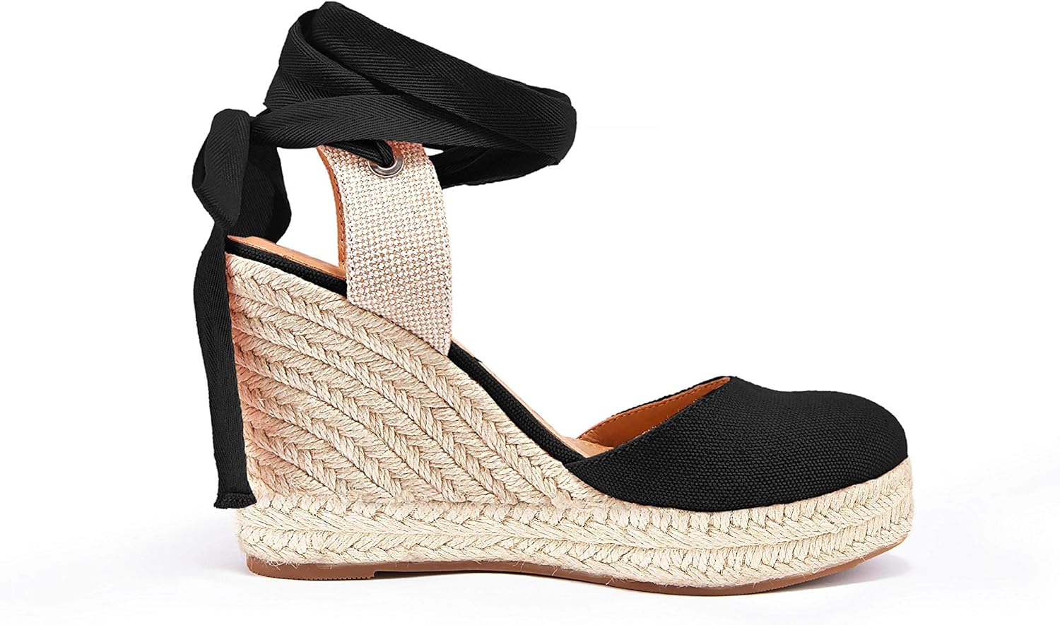 Women's Espadrille Wedge Sandals Closed Toe Lace Up Platform Ankle Wrap Summer Casual Shoes - Image 4