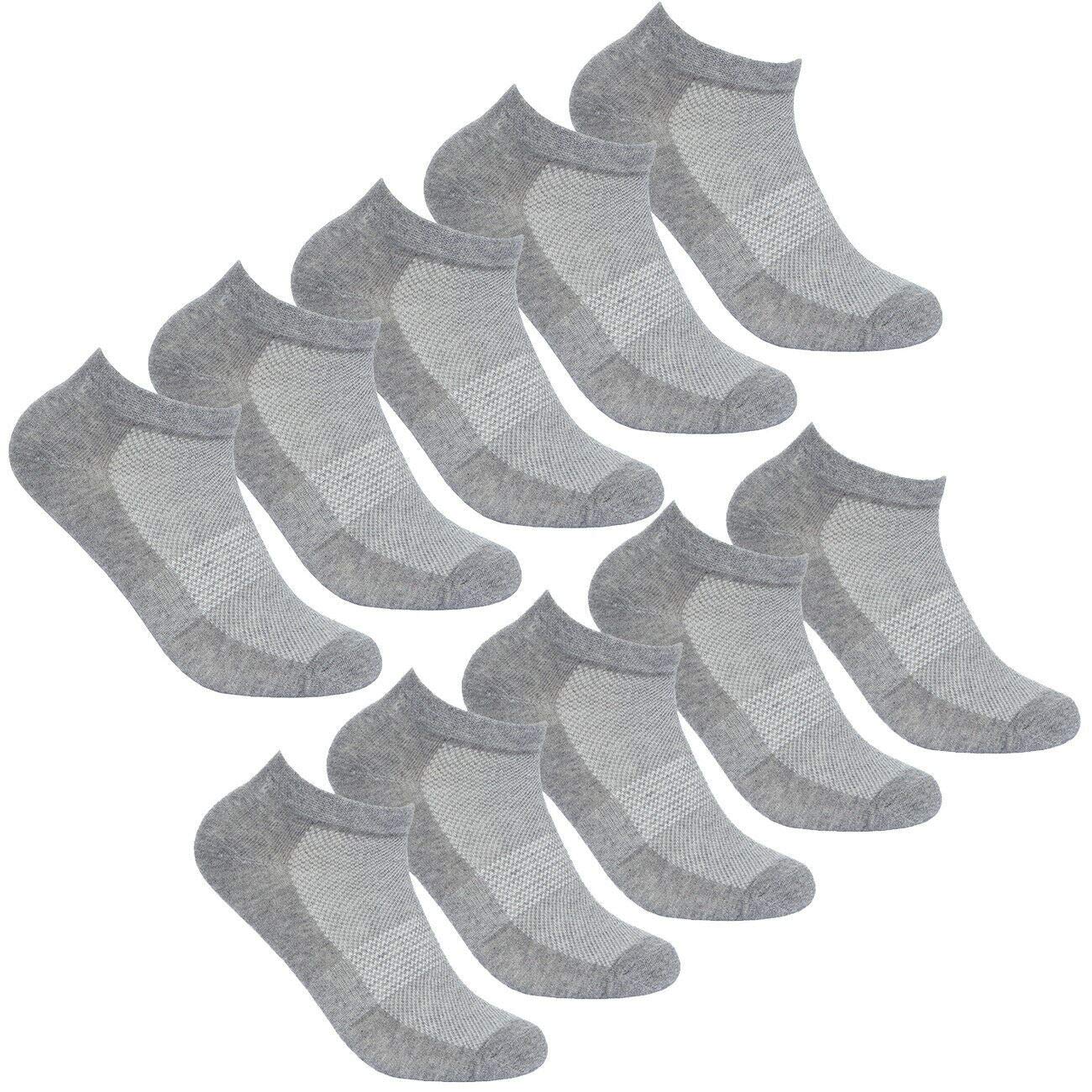 Style It Up Ladies 10 Pairs Socks Sports Trainer Gym Everyday Active Activewear Ankle Liners, (GREY-2X,)