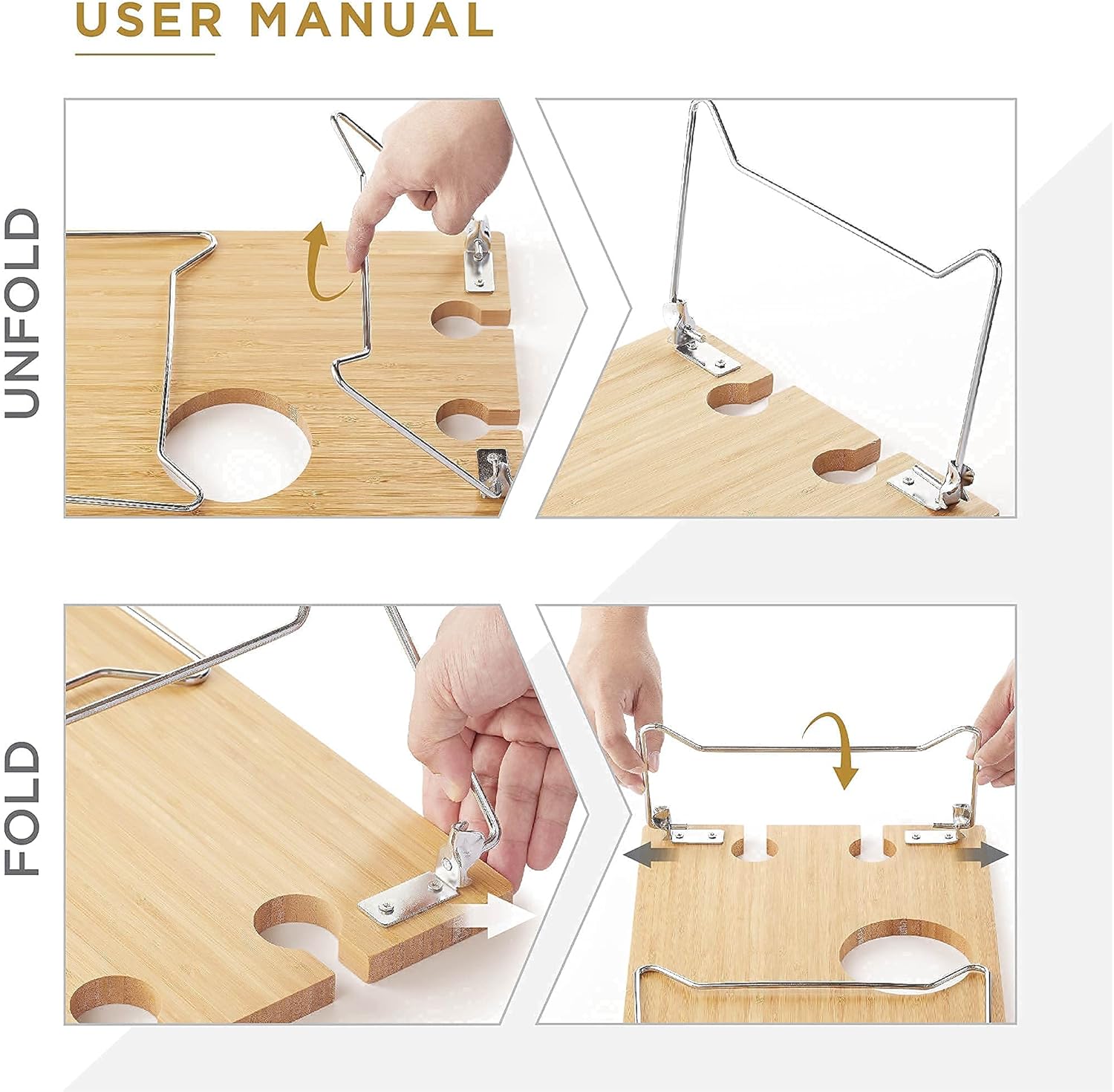 Portable Wine Picnic Table with Bottle and Glass Holder, Foldable Wine Snack Table, Wood Serving Tray Table, Camping Table for 4 Persons Outdoor Camping and Indoor, Picnic Accessories (Yellow) : Patio, Lawn & Garden