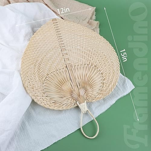 Miniatura 2 de Framendino, Abanicos de mano de bambú natural, abanicos de Riffia hechos a mano para decoración de pared de boda de verano