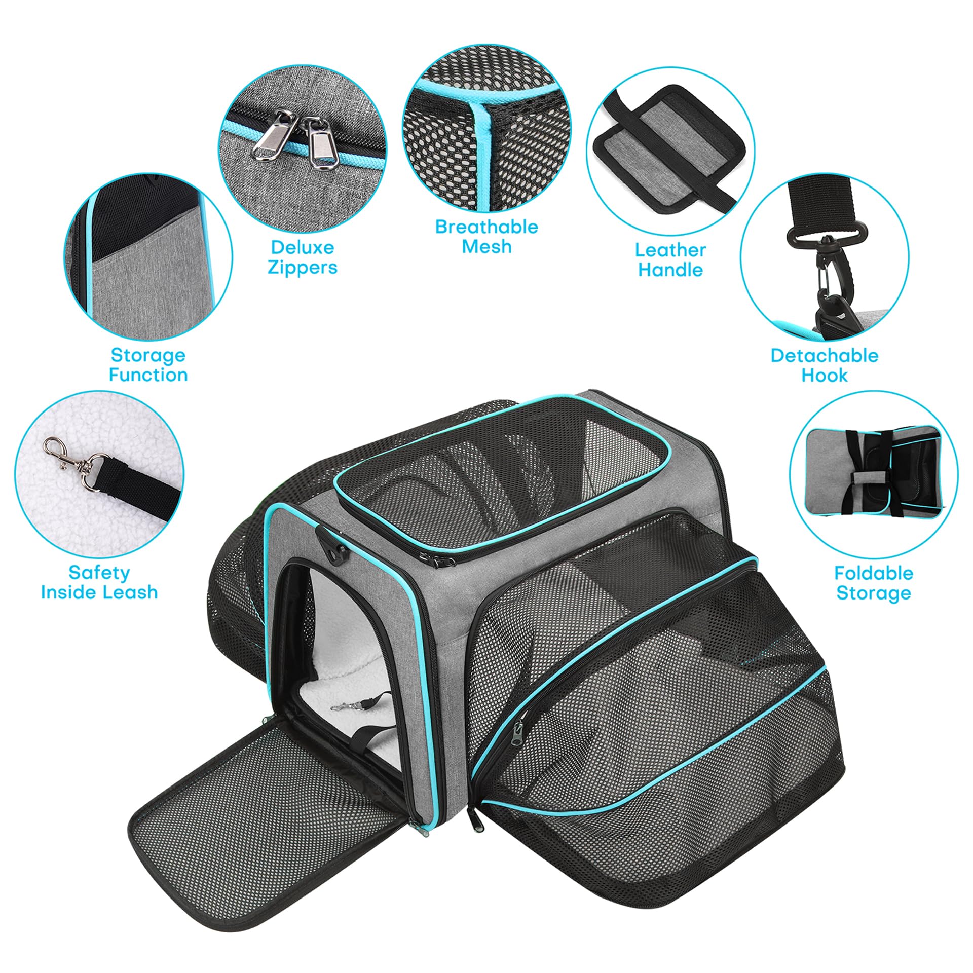 Premium Pet Carrier – Dog & Cat Travel Bag, Airline Approved, Soft-Sided Design for Small to Large Pets, TSA Compliant, Expandable & Collapsible (Brown) - image 6