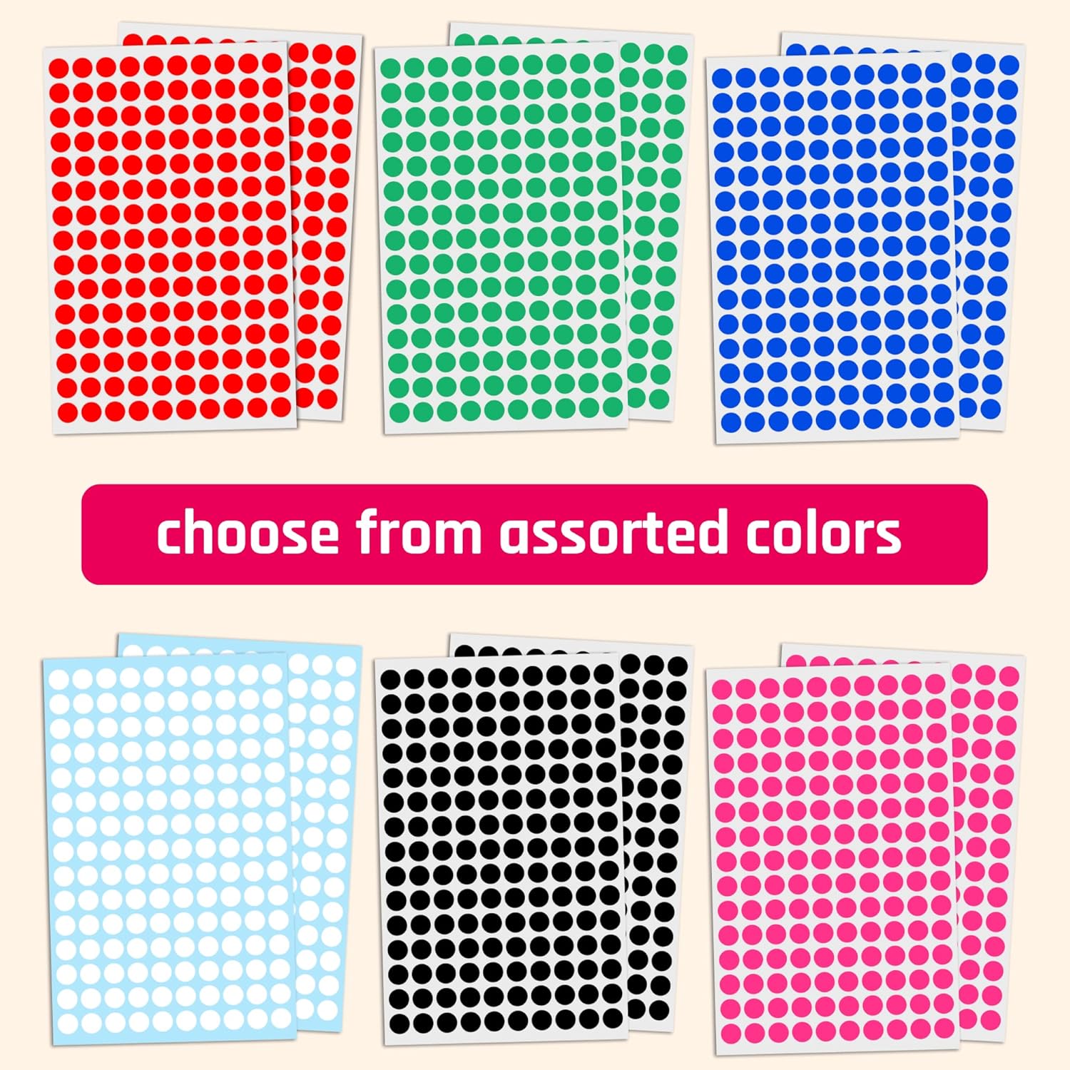 15,000 Pack - 0.375" Round Dot Stickers Labels - White