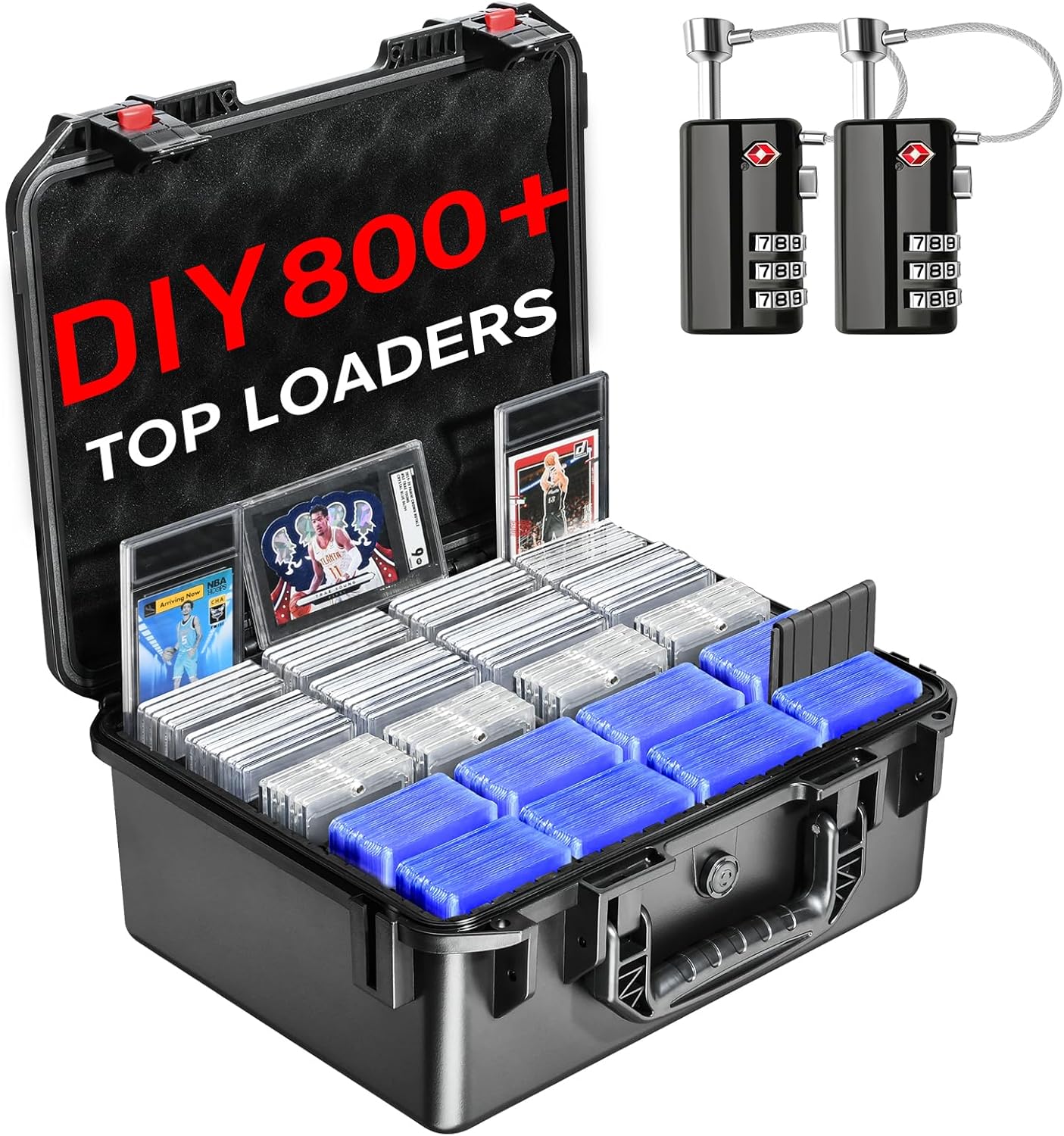 Graded Card Case Storage Box: Lockable Card Storage Box for Trading Sport & Baseball Card with 12 Dividers - Ideal for Grade Cards Collectors - Sports Card Organizer for PSA | CSG | BGS & Toploaders