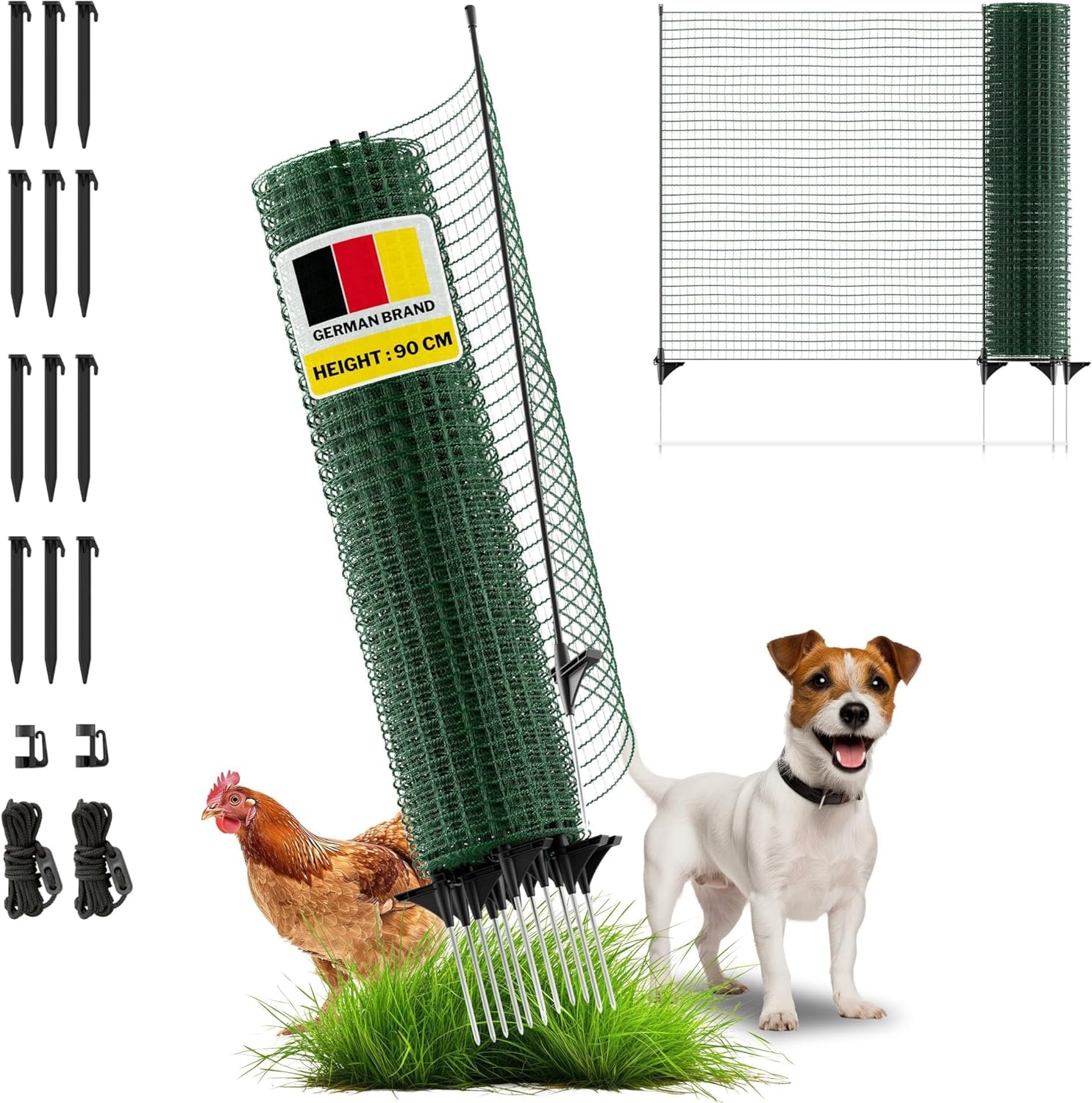 horizont Boundary Fence, 25m Long, 90 cm High, Multifunctional Garden & Camping Fence, Ideal for Dogs & Flower Bed Protection