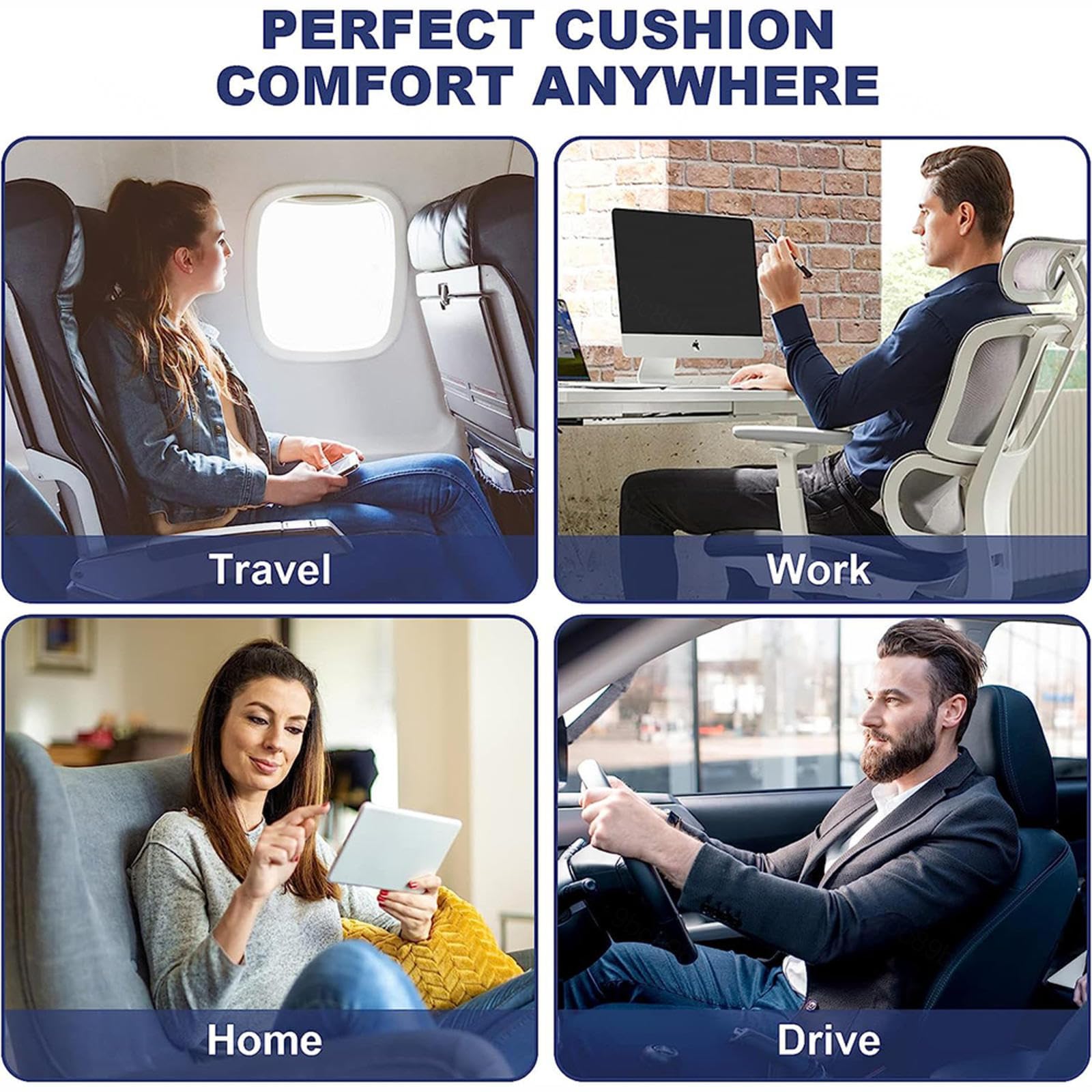 HAZARA Cojin Antiescaras, Cojin Ortopedico Lavable Ergonómico, Cojin Silla Oficina para Oficina,Automóvil,Silla De Ruedas, Silla Escolar,A-Blue