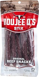 Boujee Q’s Beef Stix - 100% Soft Beef Snack Sticks with Real Cheese & Jalapeños - Smoked Jerky-Style Protein Snack - Gluten-Free, Low Carb, No Sugar, Keto Friendly - Made in USA - 4 oz (4 oz., Original Beef Sticks)
