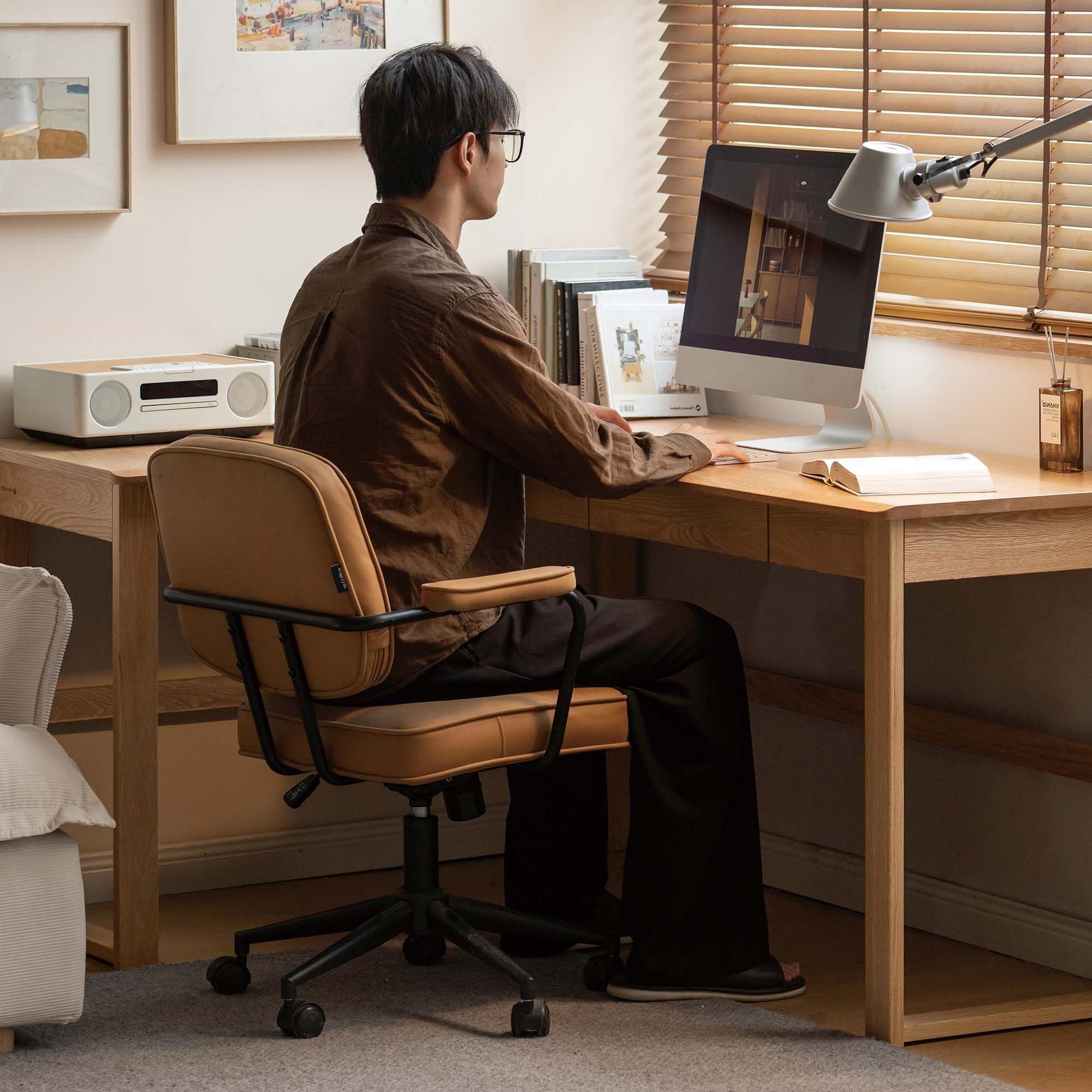 Amazon | YESWOOD コーナーデスク L字型 北米産FAS級オーク材 引き出し