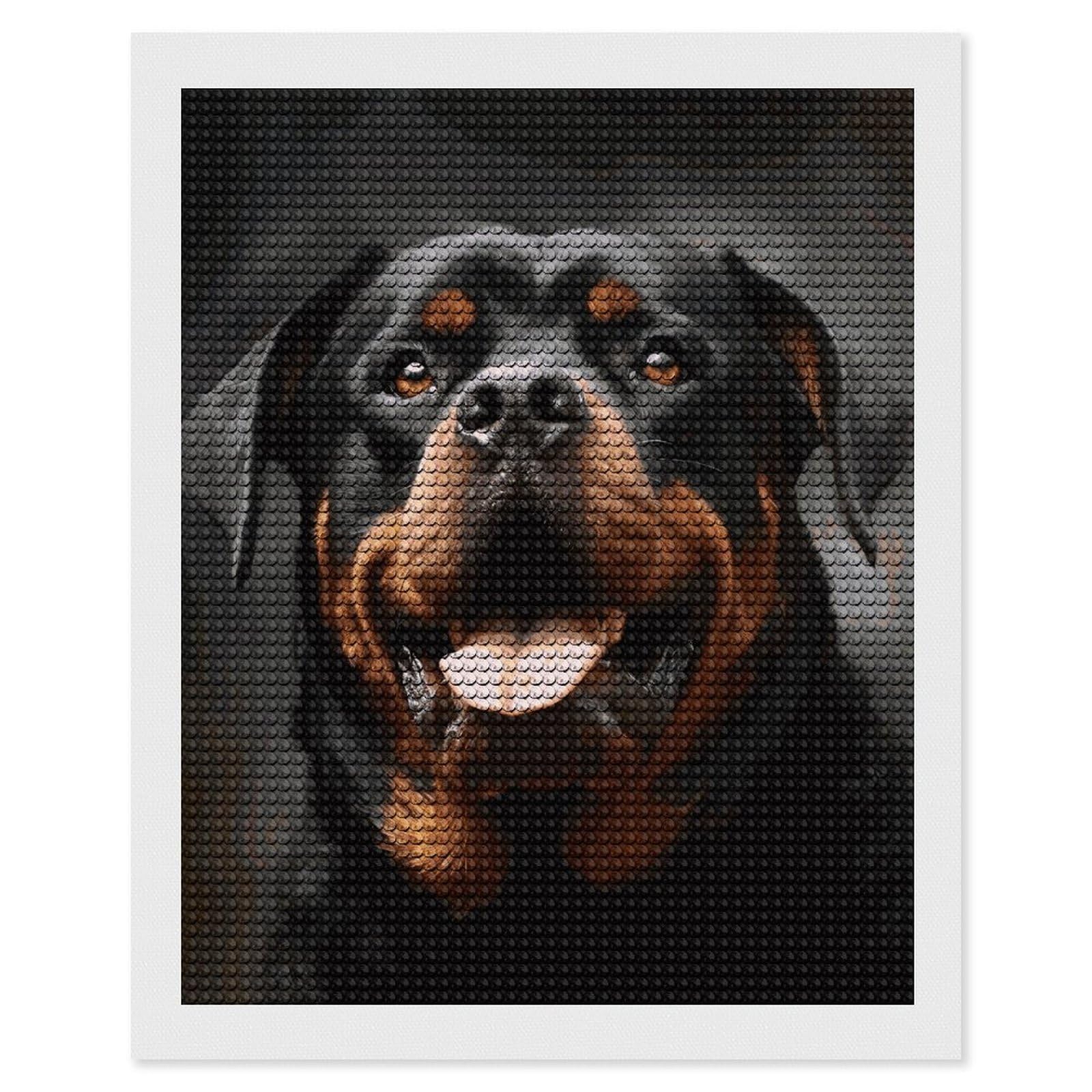 DWVTSLH Cool Rottweiler Dog Art Diamond Painting Kits for Adults, Personalized Diamond Photo Art Full Drill, DIY 5D Diamond Art Painting Kits for Beginners, Home Wall Decor 16"x20"