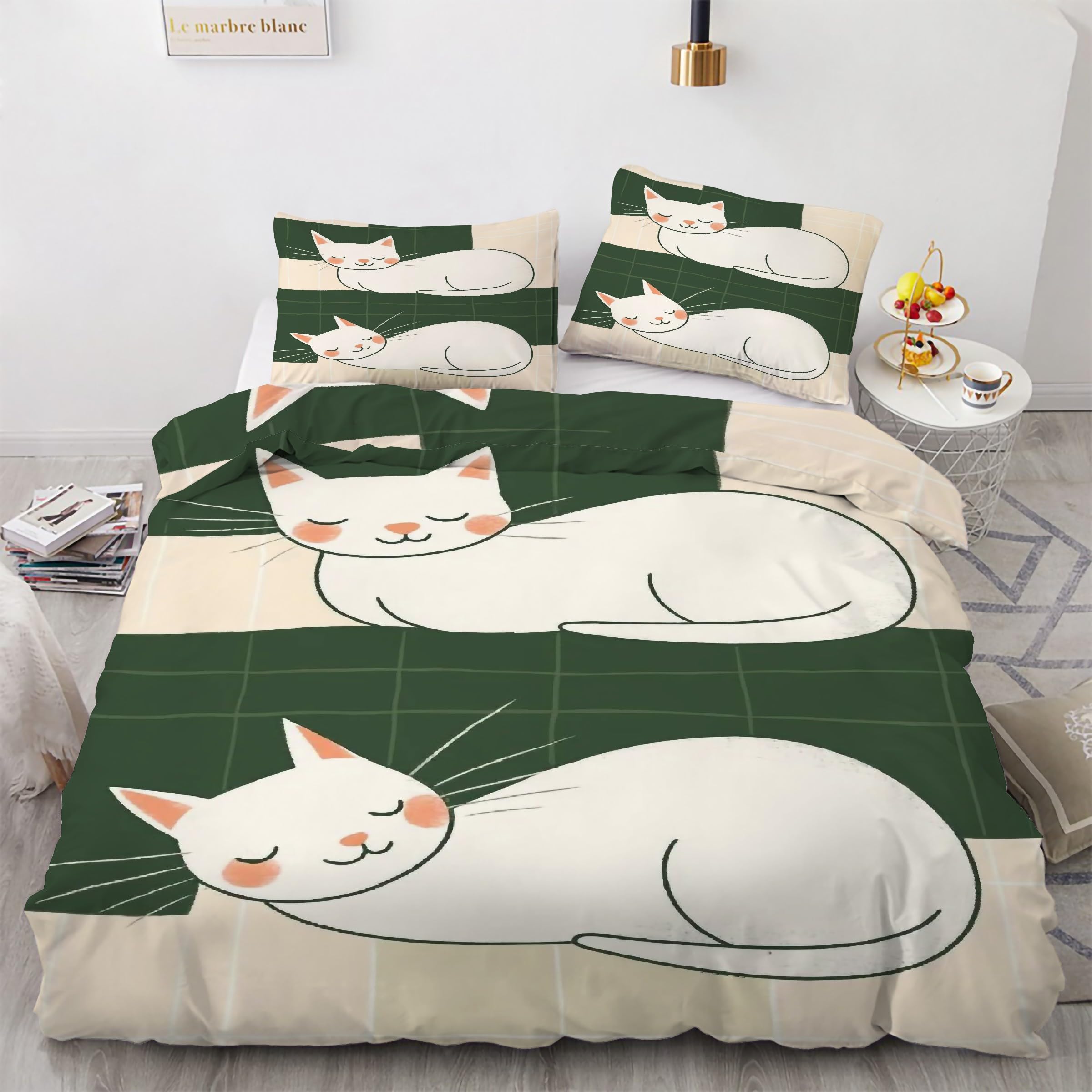 Housse de couette zippée 160x200 finie la corvée du lit avec le modèle chaton