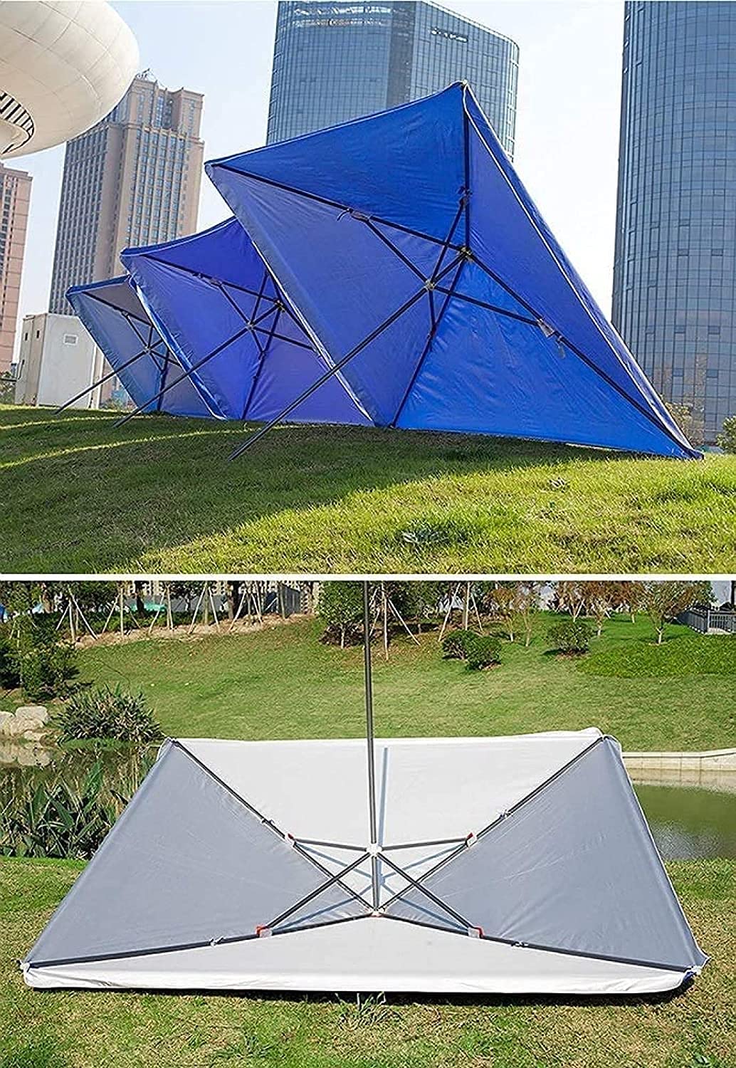 Parasol ogrodowy,Duży Parasol Parasol Niebieski Prostokątny Patio Na Zewnątrz Parasol W Stylu Rynku, na Balkon Stół Taras Ogród Deck Yard Cień Na Zewnątrz Stół Parasol