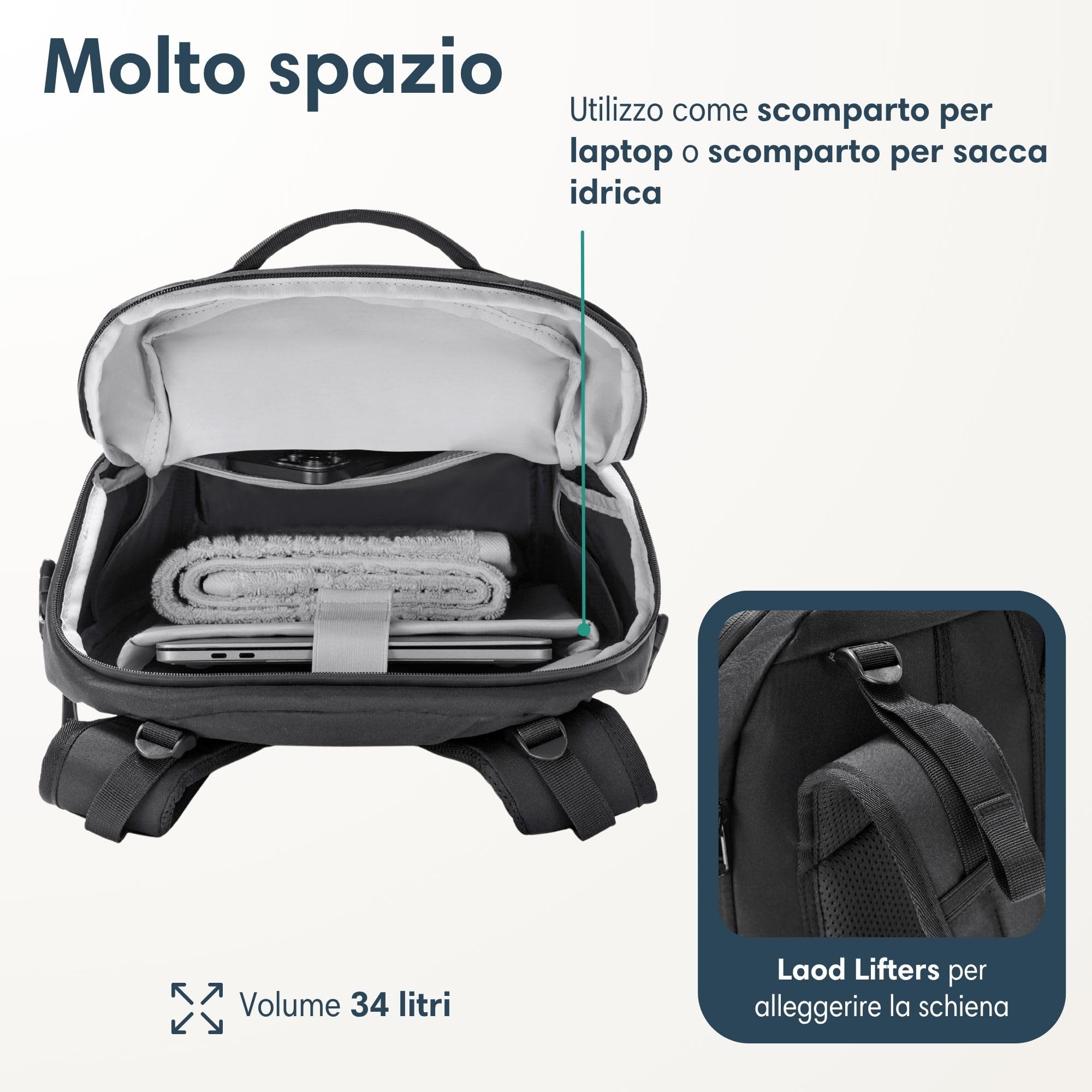 LARKSON Zaino da Escursionismo da Donna e Uomo - Klint Large - Zaino da Trekking 30 L - Escursionismo, Trekking, Campeggio, Arrampicata - Zaino da Giorno con Imbottitura in Rete