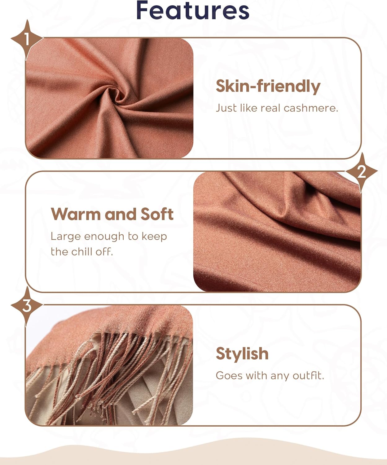 maamgic Women's Winter Scarf Soft Warm Scarf for Women Cozy Shawl Wraps for Women Lightweight Pashmina Style Wrap - Image 5