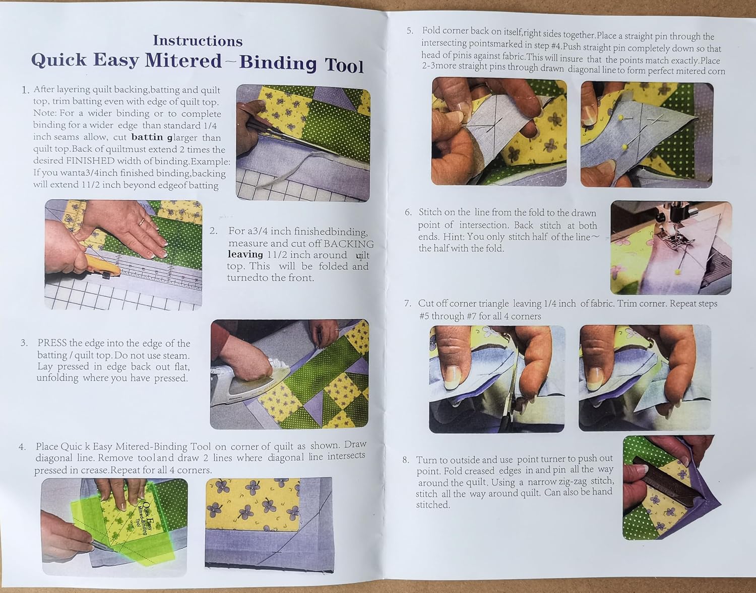 Bequilter Dual Angle Quick Easy Mitered Binding Tool
