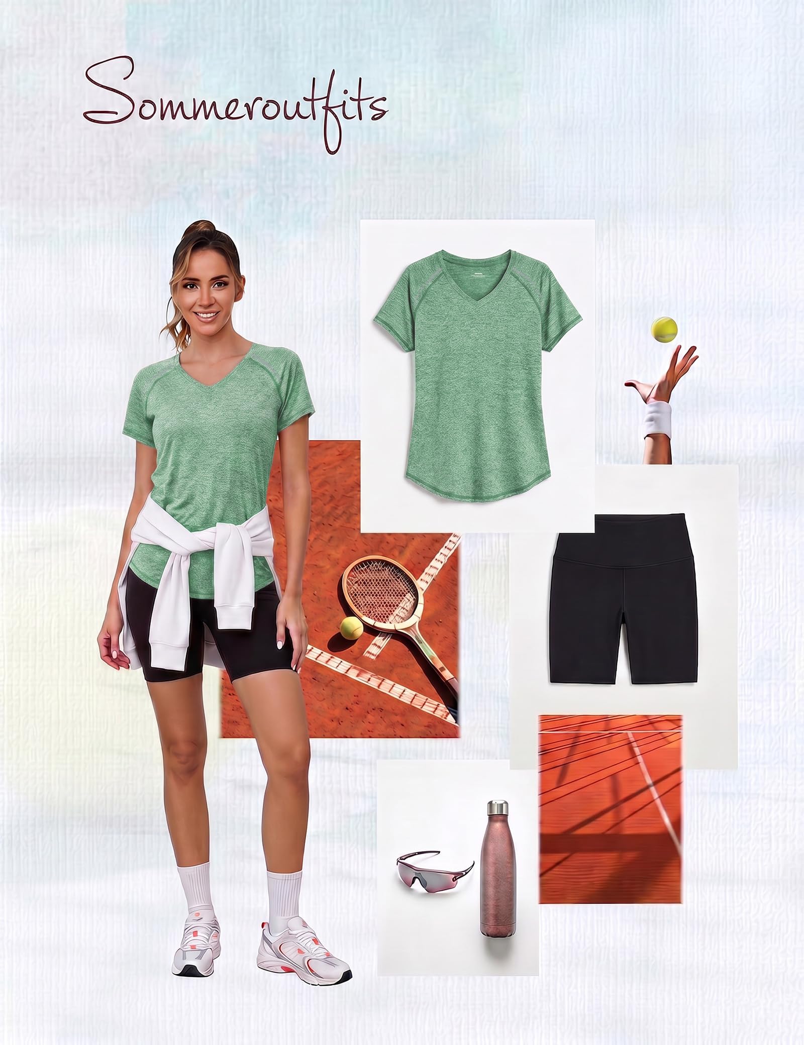Gyabnw T-Shirt Sport Femme col V T Shirt Top Bandes Réfléchissantes Manches Courtes Léger et Confortable Haut de Sport pour Fitness Running Yoga