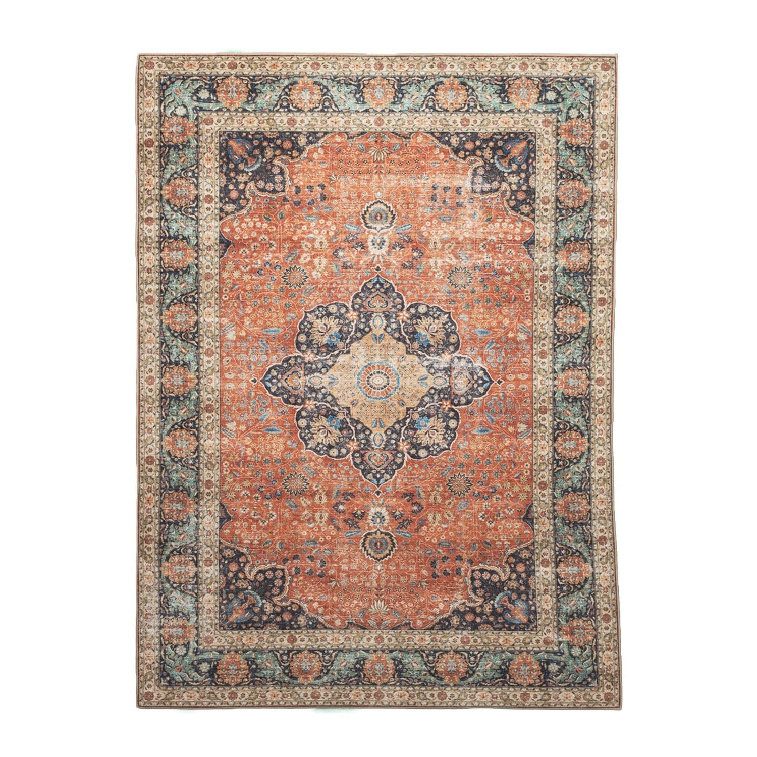 FRAAI | Home & Living In- & Outdoor Vintage Teppich - Kairo Medaillon Terra Dunkelblau - 160x230 cm