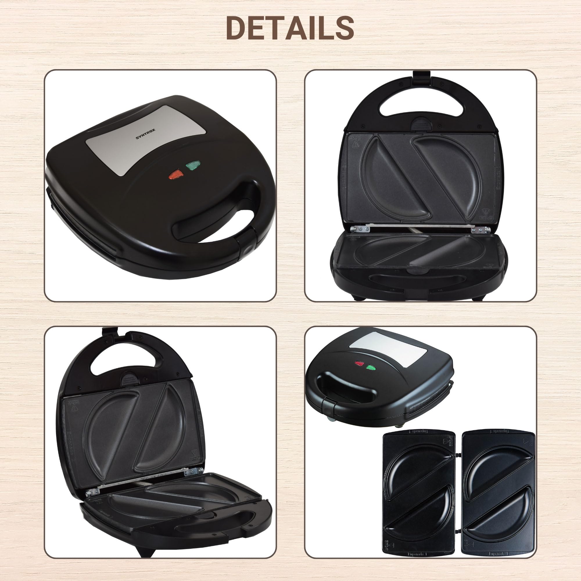 Syntrox Germany Empanada Maker Teigtaschenmaker Chefmaker SM-1300W Empanada mit herausnehmbaren Backplatten