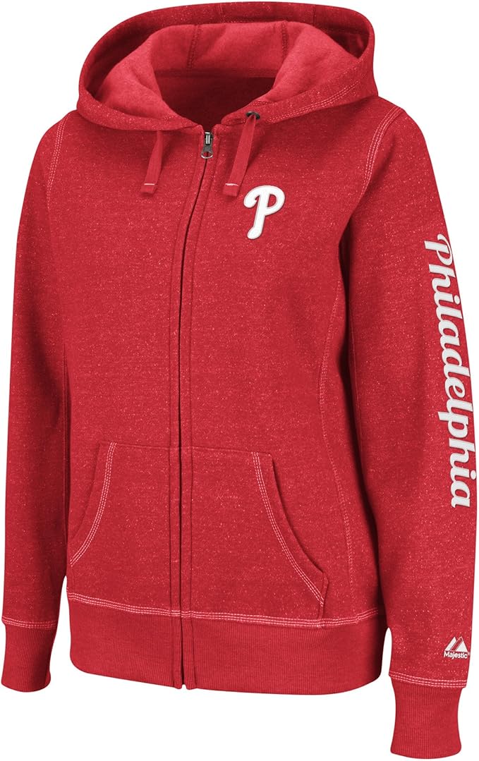 MLB Philadelphia Phillies Steppin' Up Full Zip Marled Fleece Hoodie